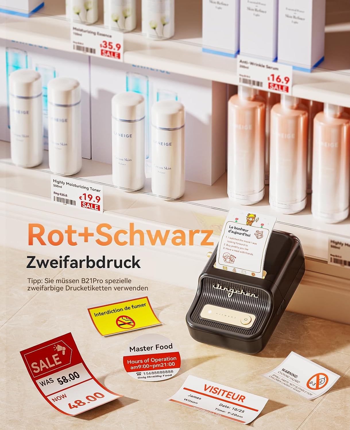 Detalle 2 de NIIMBOT Etikettendrucker B21 Pro 300dpi