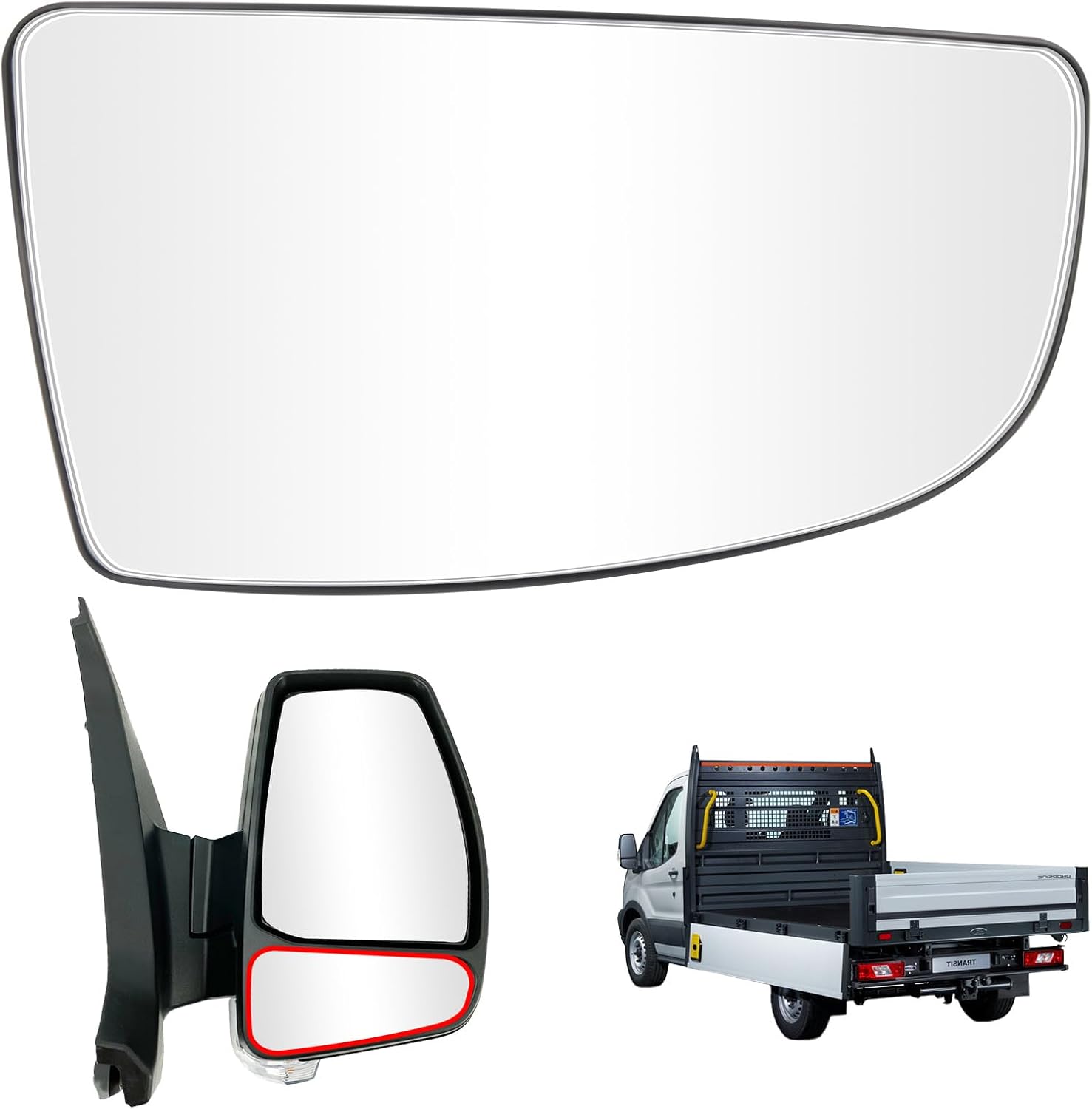 vsshe Spiegelglas Ersatz Rechts Unten für Ford Transit MK8 (2014+) BK31-17A700-AA