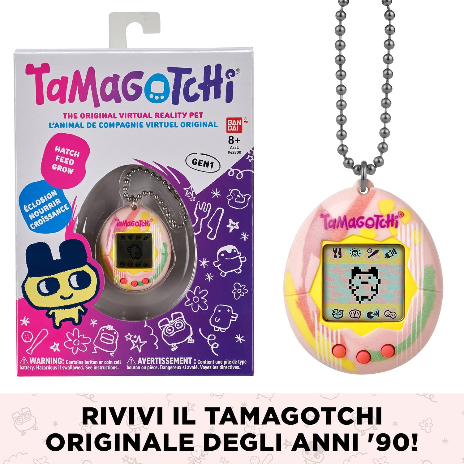 Detalle 2 de Tamagotchi Originale Art Style di Bandai – Animale Elettronico Interattivo con Schermo a Colori
