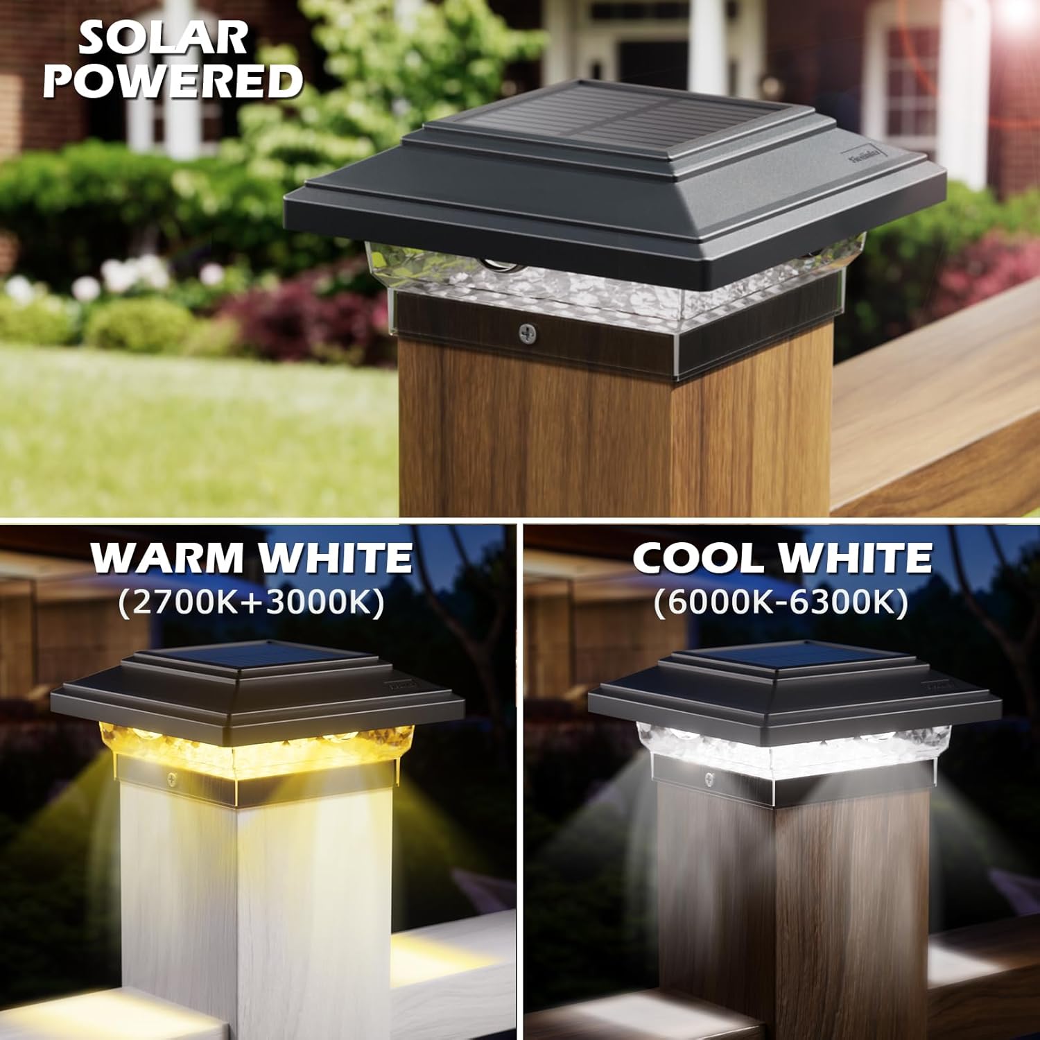 Detalle 2 de Siedinlar Solar Post Lights Outdoor: IP44 Waterproof, 2 Colour Modes, 2 Pack