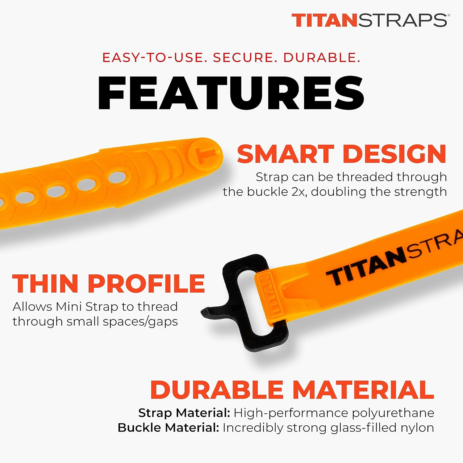 Detalle de TitanStraps Titan ユーティリティストラップ 10インチ・4本セット、ひまわり色