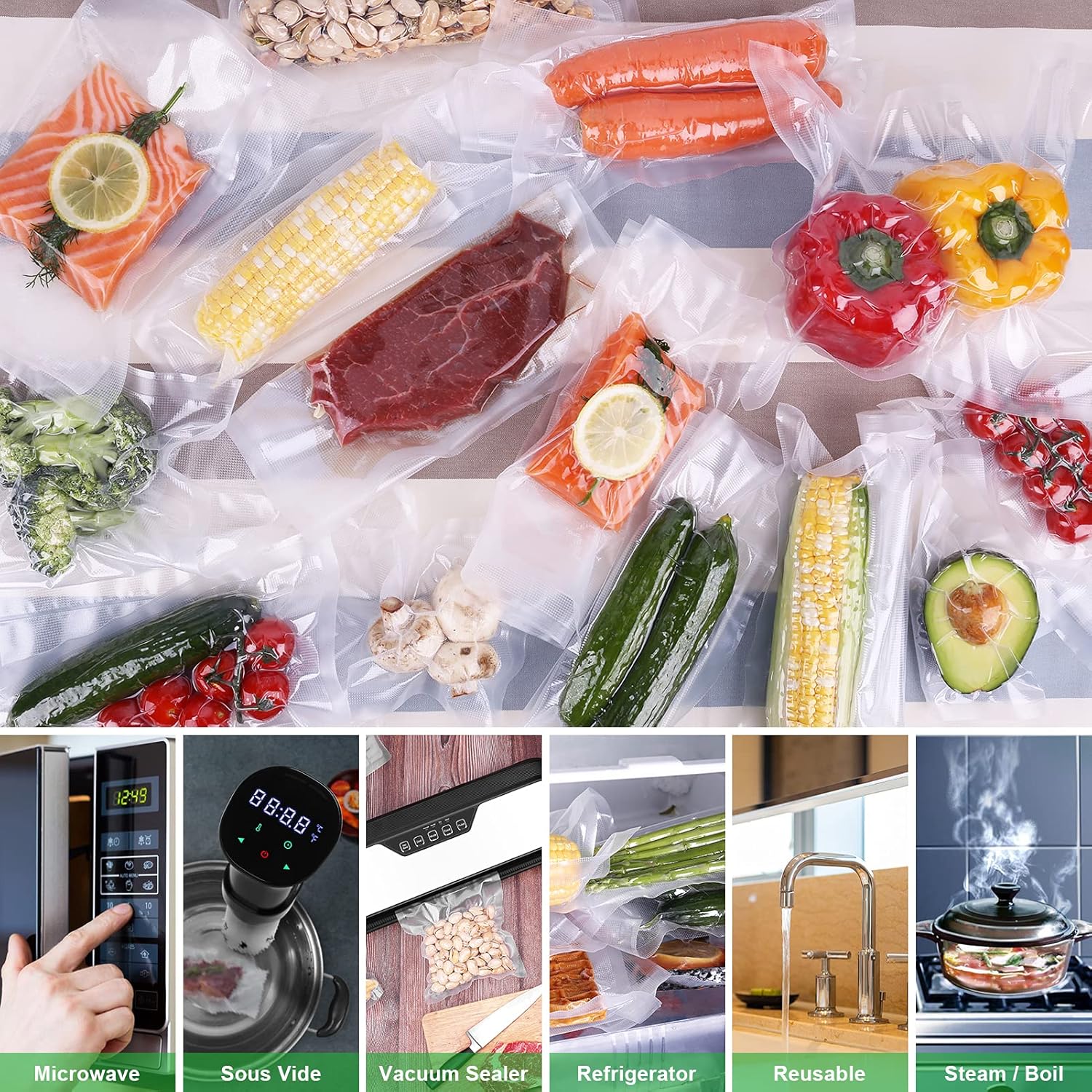 Thumbnail 5 de Bolsas al Vacío 3 Rollos BPA Free para Conservación 🍽