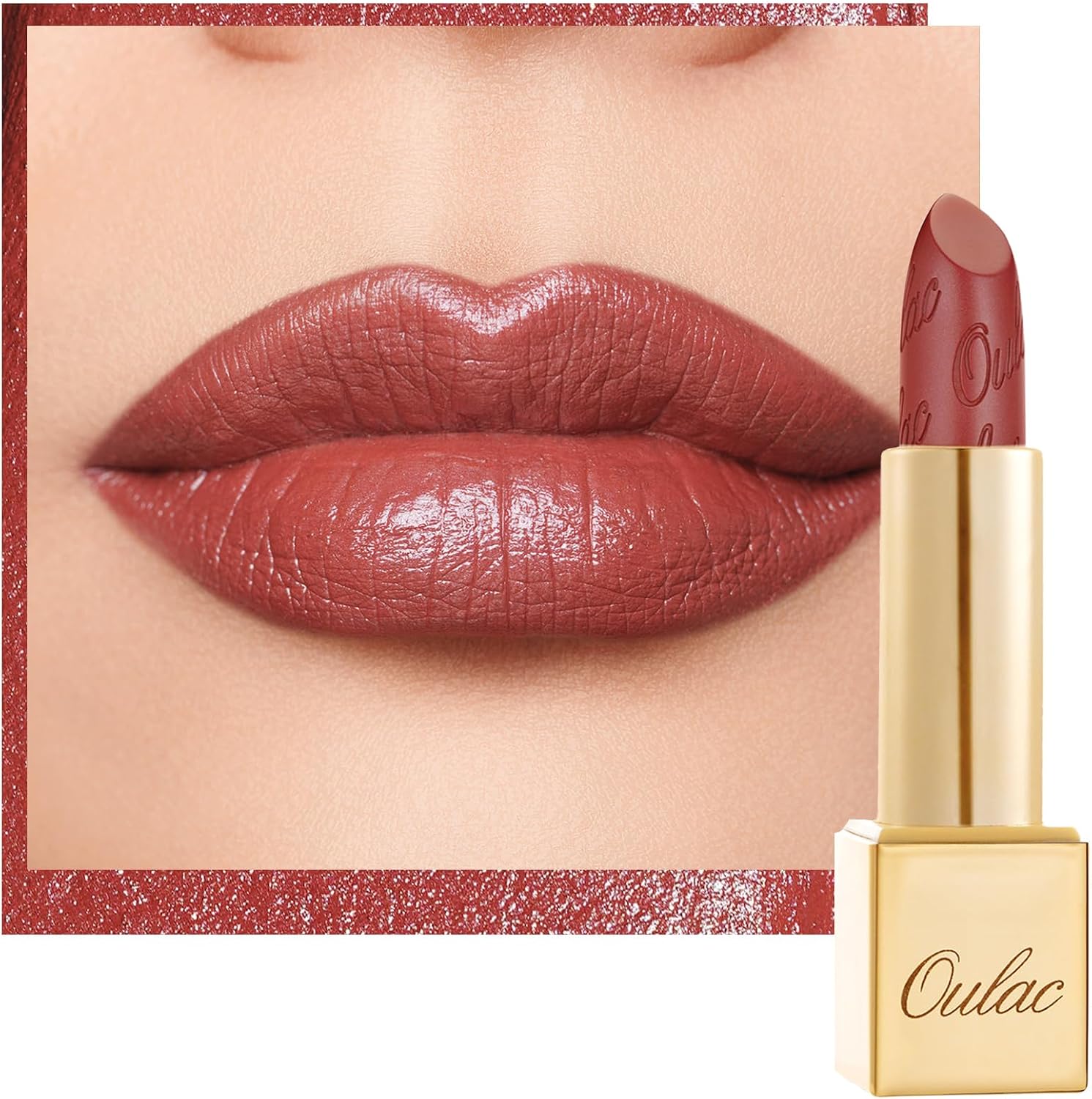 Detalle de OULAC Rossetto Opaco con finitura metallica Matte Rossetti Terracotta glitterato GM05 Spice up, 4,3 g
