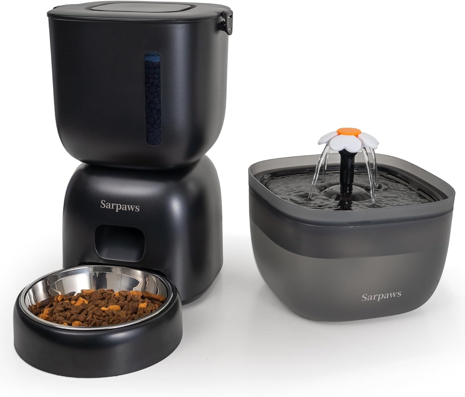 Detalle de Sarpaws Futterautomat Katze & Trinkbrunnen FW1 mit Timer und programmierbarer Portionskontrolle (3 L)