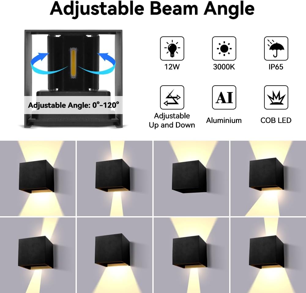 Thumbnail 2 de YICALE 12W Aplique Pared Exterior IP65 Ajustable 3000K 💡