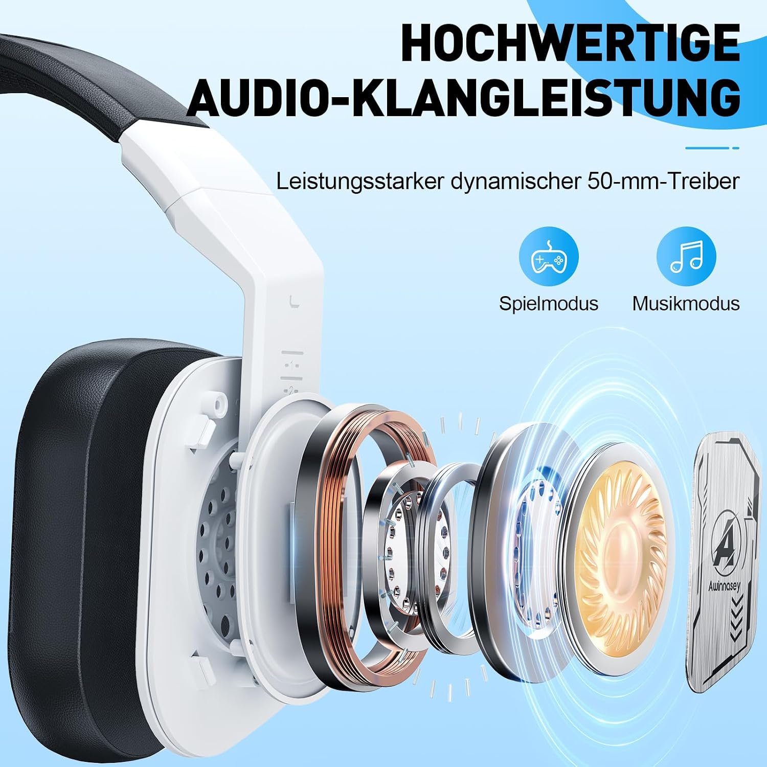 Thumbnail 2 de Awinnasey PH4 Gaming-Headset 50 mm