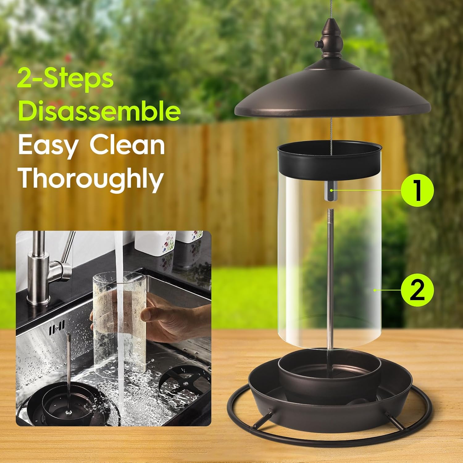 Thumbnail 4 de Youvip Metal Roof Bird Feeder (Chew-Proof) for Outdoor Hanging Wild Bird Seeds, Bronze