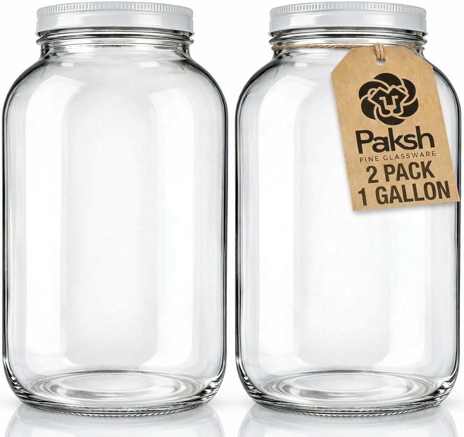 Detalle de 1 Gallon Glass Jar with Lid – 2 Pack, Wide Mouth, Airtight Metal Lids, BPA-Free & Dishwasher Safe