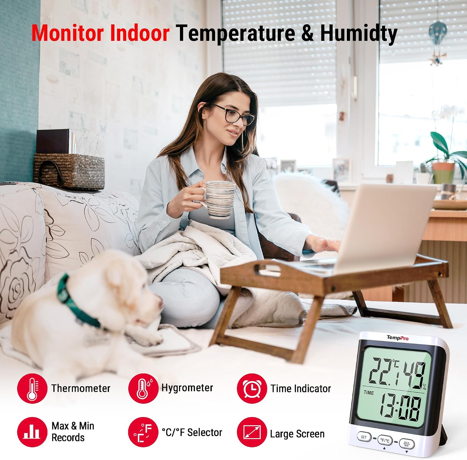 Detalle 2 de ThermoPro TP152 hygrometer 24‑hour display