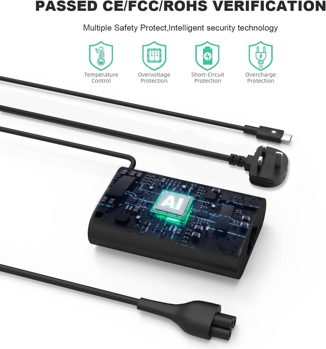 Thumbnail 2 de FUDCOCWN 65W USB-C Laptop Charger for Dell Latitude and XPS, plus Chromebooks