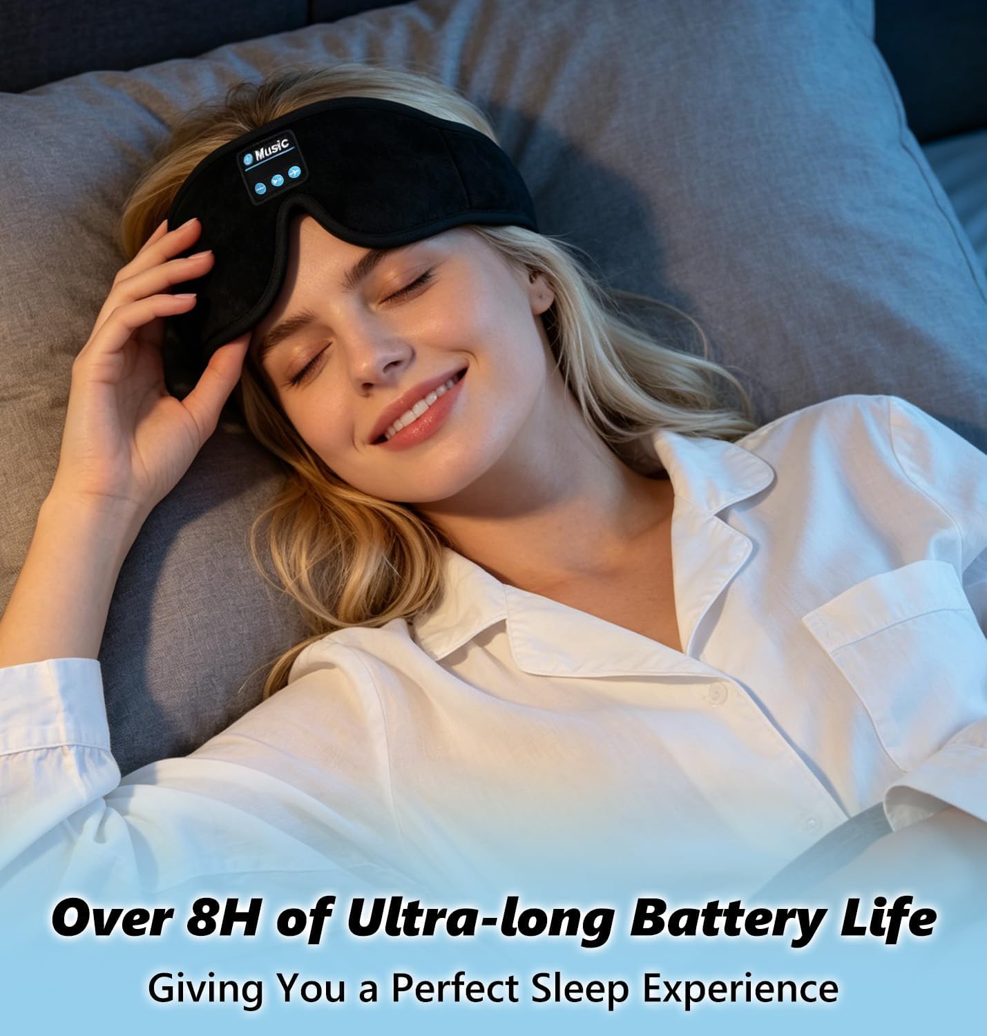 Thumbnail 6 de KARFUN Eye Mask with Bluetooth Headphones (Upgraded 3D Sleep Headphones) – 14h Battery, 5.4 BT, Side Sleeper Comfort