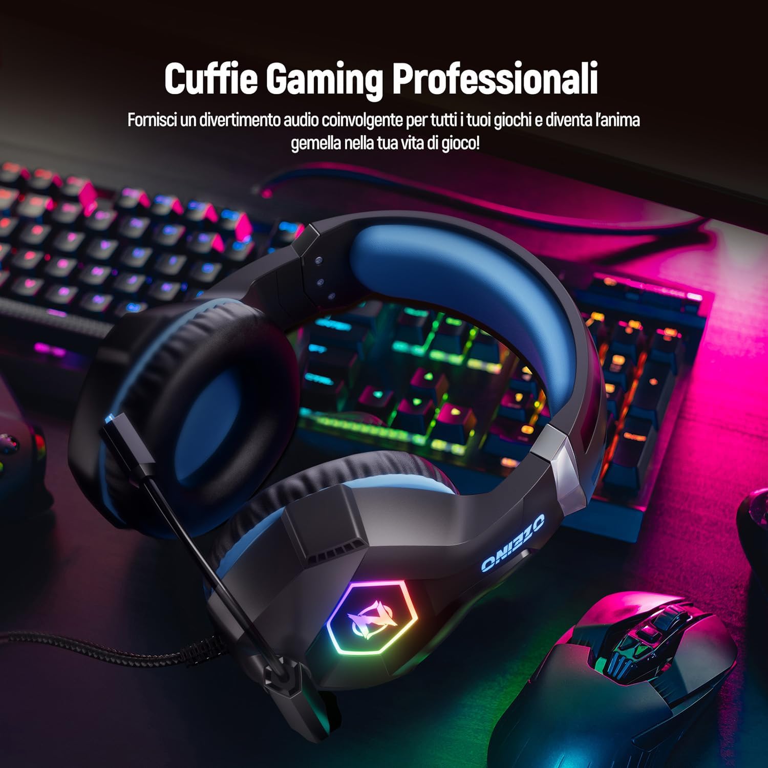 Thumbnail 5 de Cuffie Gaming PS4 PS5 PS4 PS5 PC Xbox One con microfono, cancellazione rumore e LED RGB