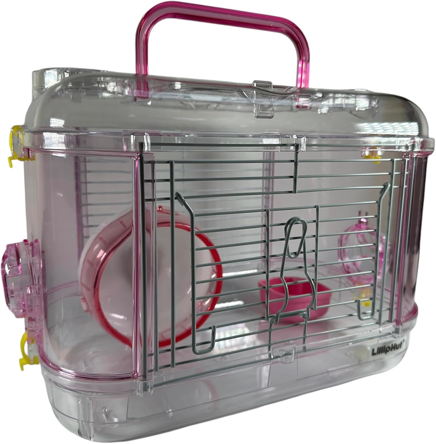 LillipHut Hamster Cage – Portable Small Animal Habitat (Pink, Mini)