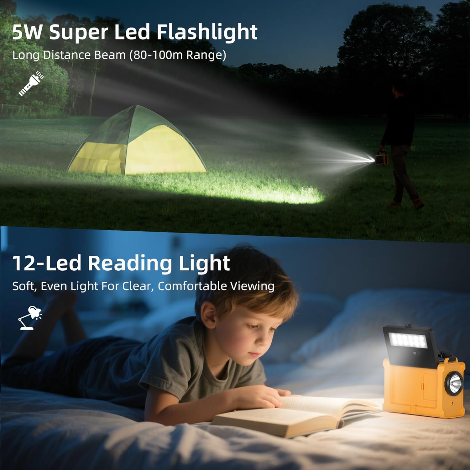 Detalle de Radio Dynamo portable solaire AM/FM avec 12000 mAh – lampe torche, SOS et alimentation d’appoint