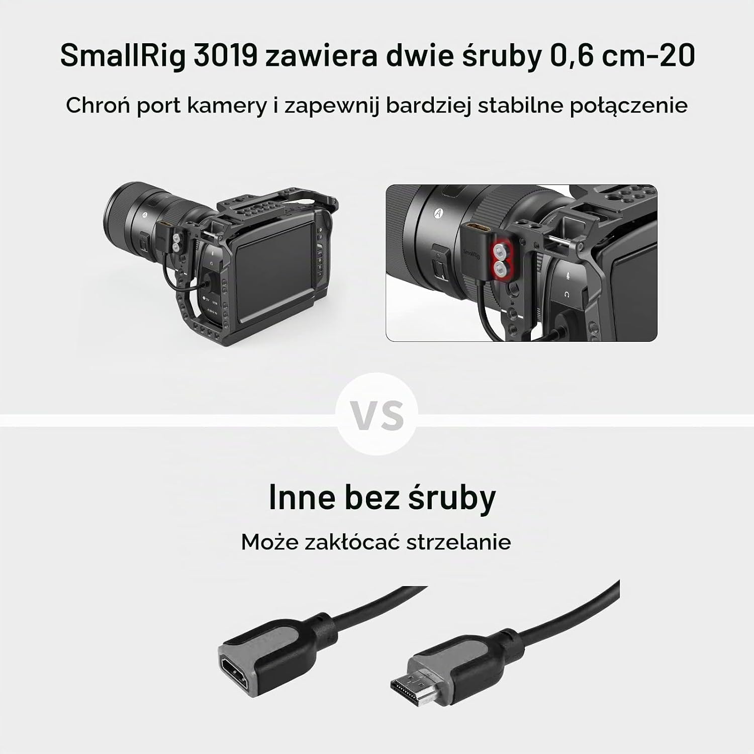 Thumbnail 2 de SMALLRIG 3019 – adapter HDMI 4K 60 Hz, 14 cm z mocowaniem 1/4″-20