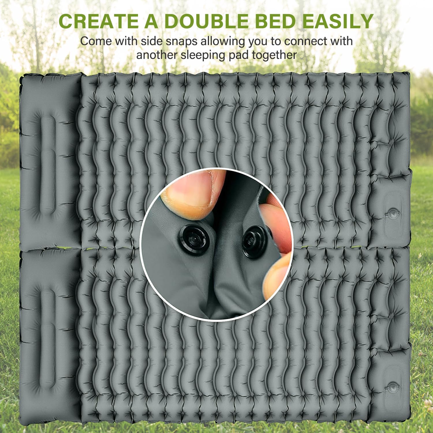 Detalle de FUN PAC Camping Sleeping Pad: Ultralight, 3-Inch Thick with Built-In Pillow