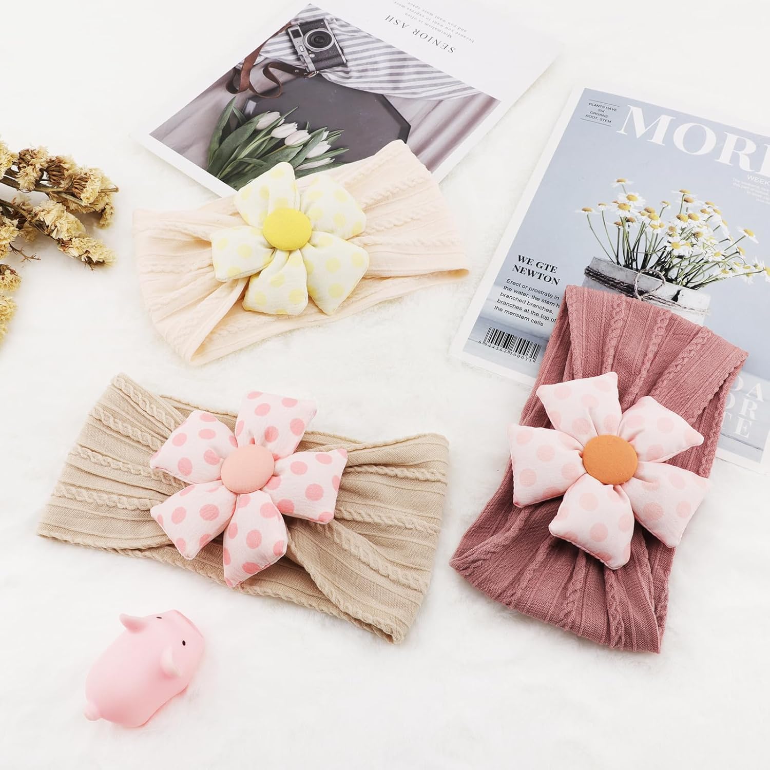 Detalle de DRESHOW 3 Pack Girls Headbands – Stretchy Nylon Flower Hair Accessories