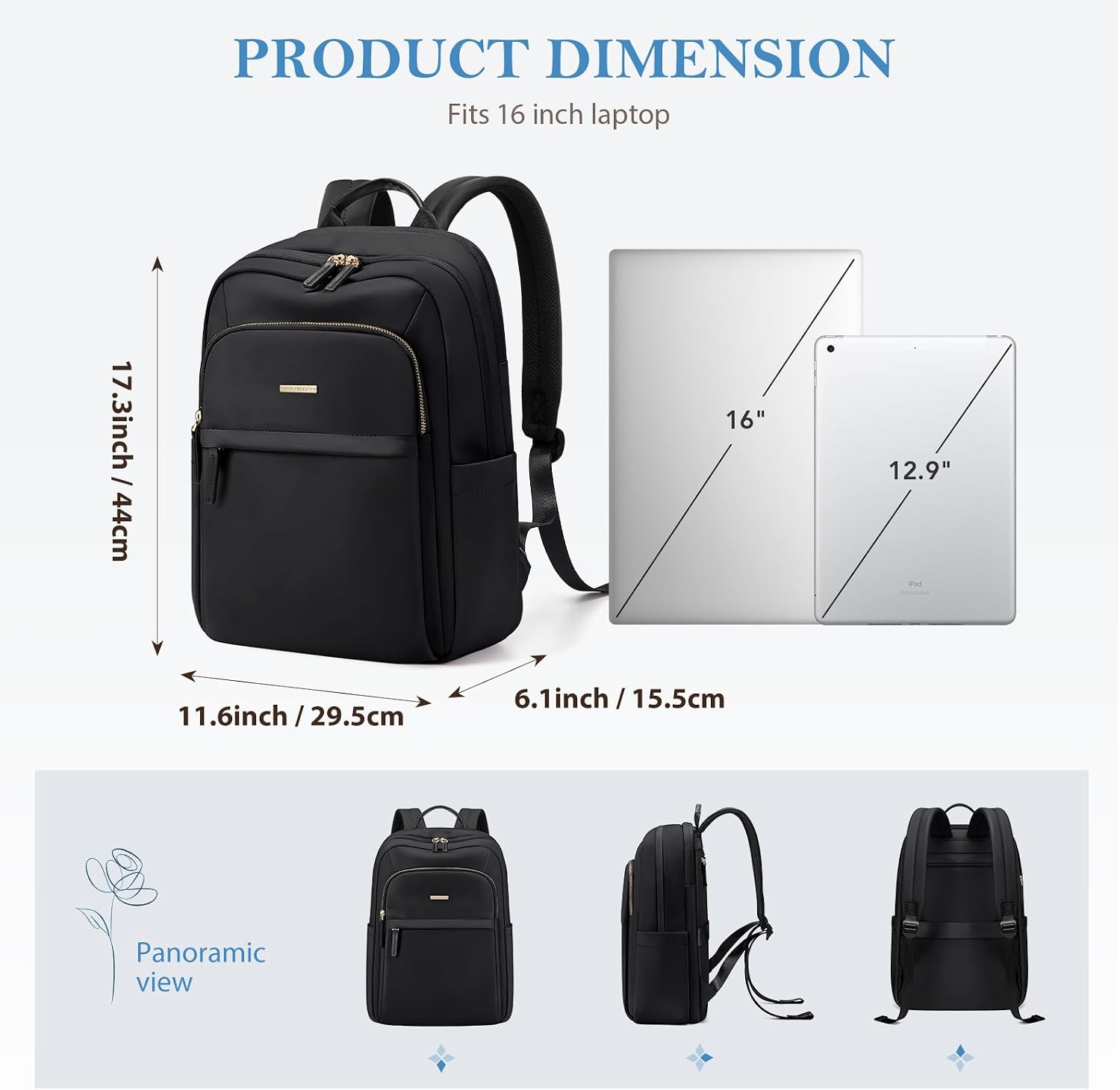 Thumbnail 3 de GOLF QUALITY Travel Backpack for Women 16 Inch Waterproof Carry On – Multi-layer Laptop Bag