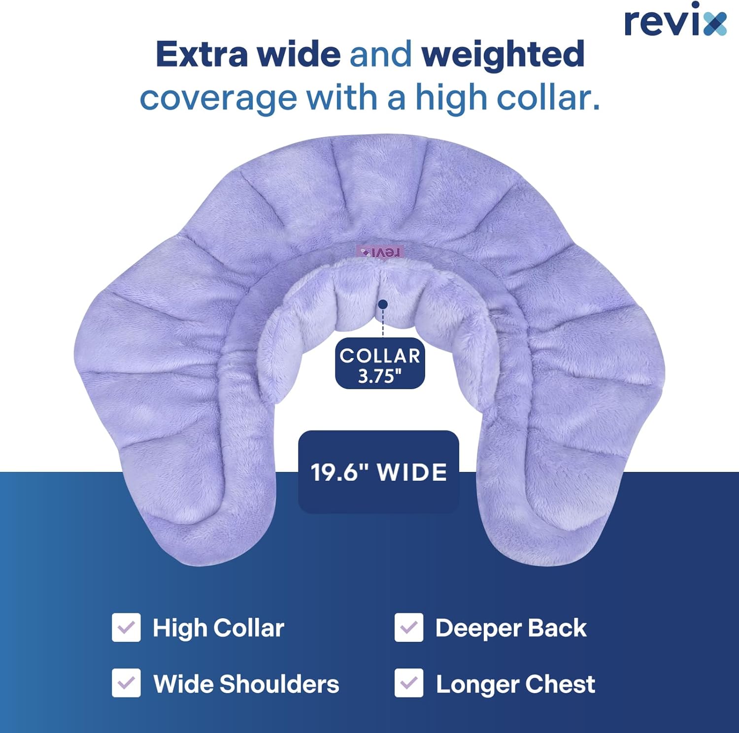 Detalle de REVIX REX006 Weighted Microwaveable Neck and Shoulder Wrap, Plush with Lavender Aromatherapy