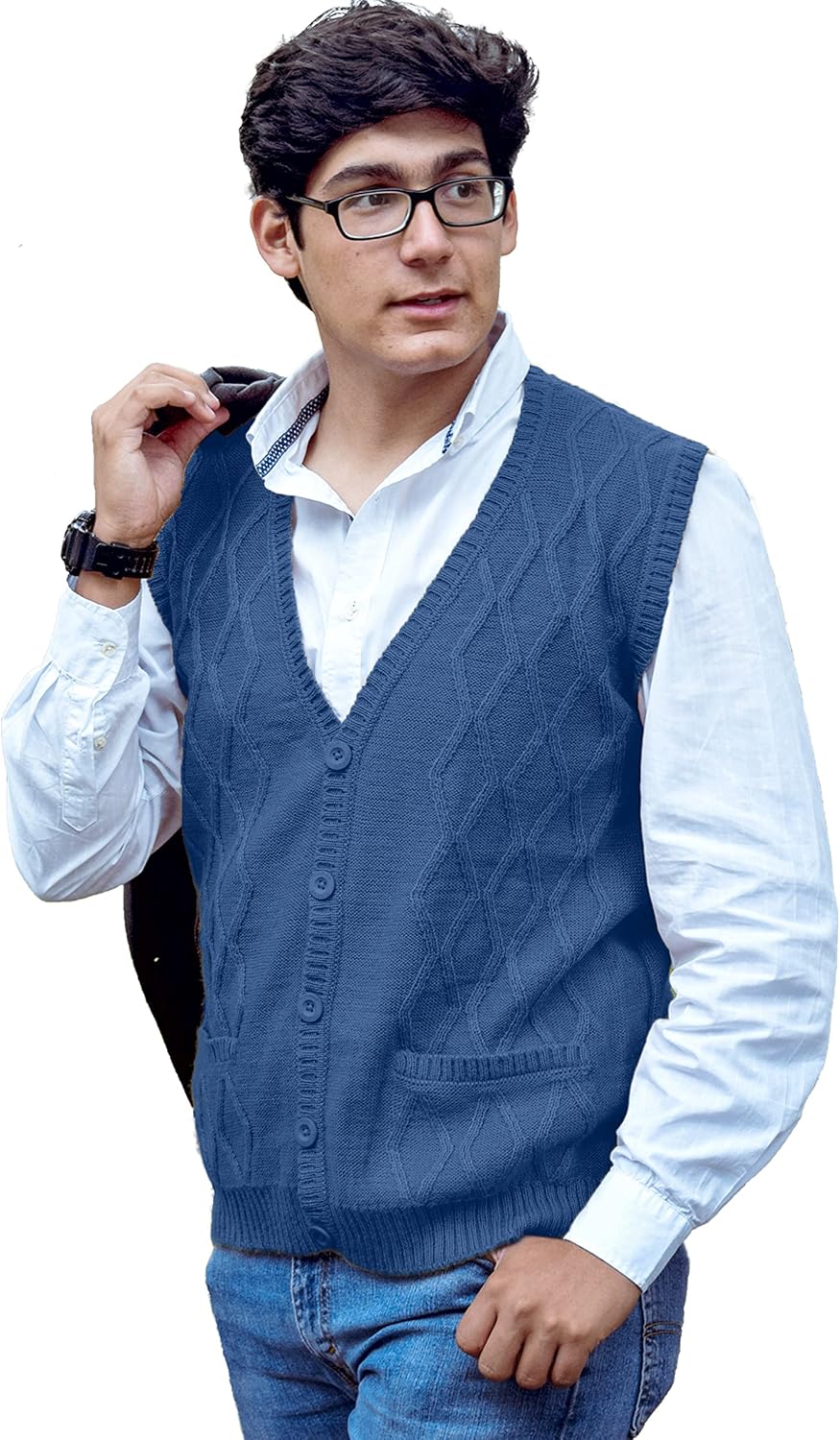 Thumbnail 6 de TINKUY Peru Men's Alpaca Wool Cardigan Vest