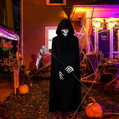Detalle 2 de GALER Grim Reaper Adult Costume, 5-Piece Set with Light-Up Glasses