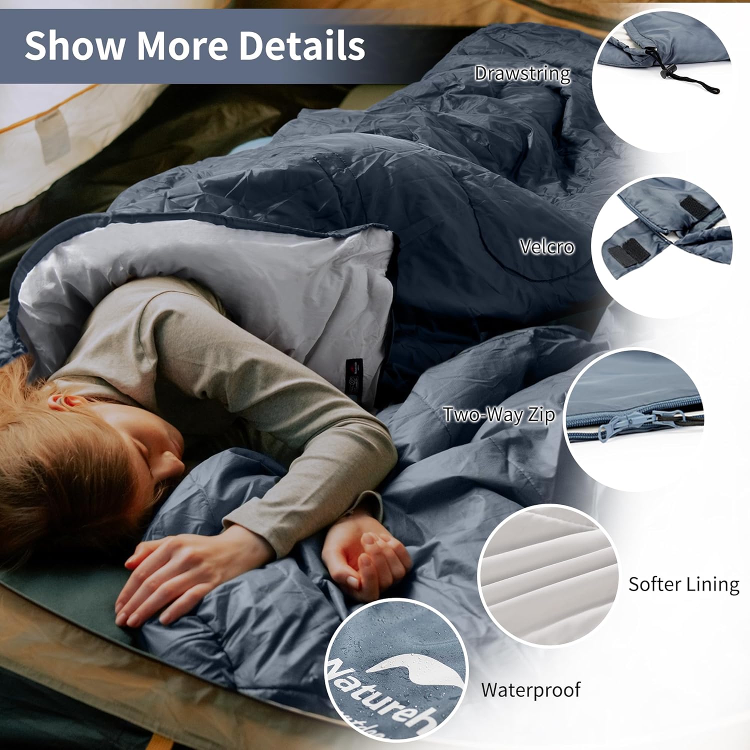 Thumbnail 4 de Naturehike Sac de Couchage Compact 3 Saisons – Double surdimensionné et ultra léger