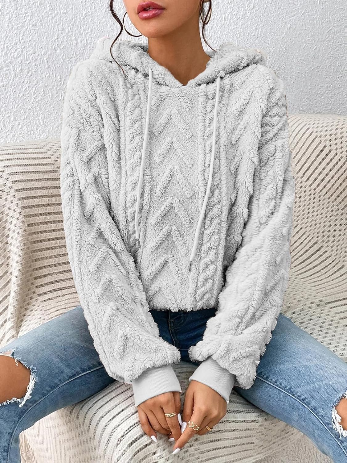 Thumbnail 1 de Zetieny Hoodie Damen Kapuzenpullover Teddy-Fleece: Warmer Casual-Look für Herbst und Winter