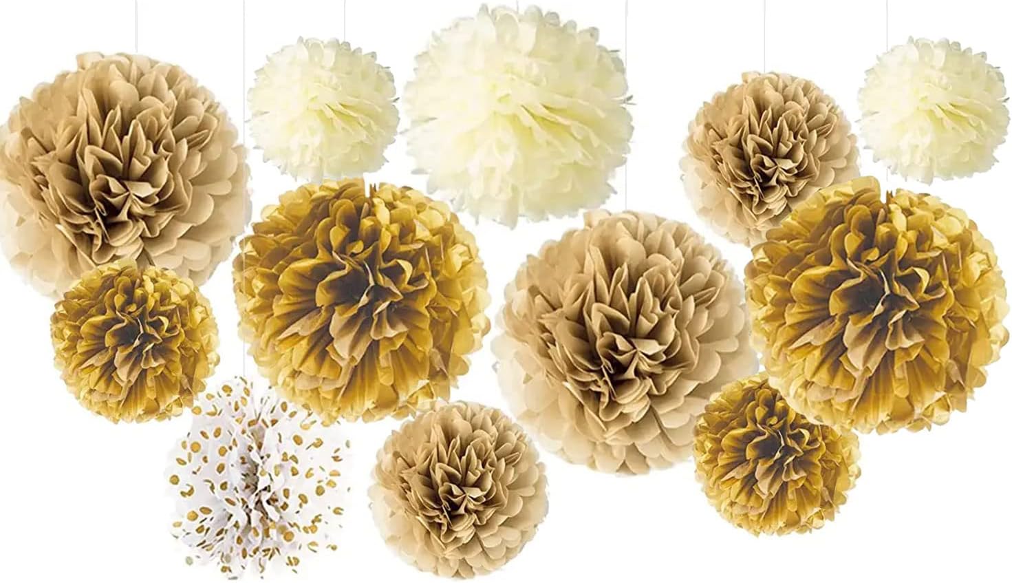 Detalle de Ainmto 12 Stück Seidenpapier-Pompons blau und grün (dunkelblau/blau/grün) für Partydeko