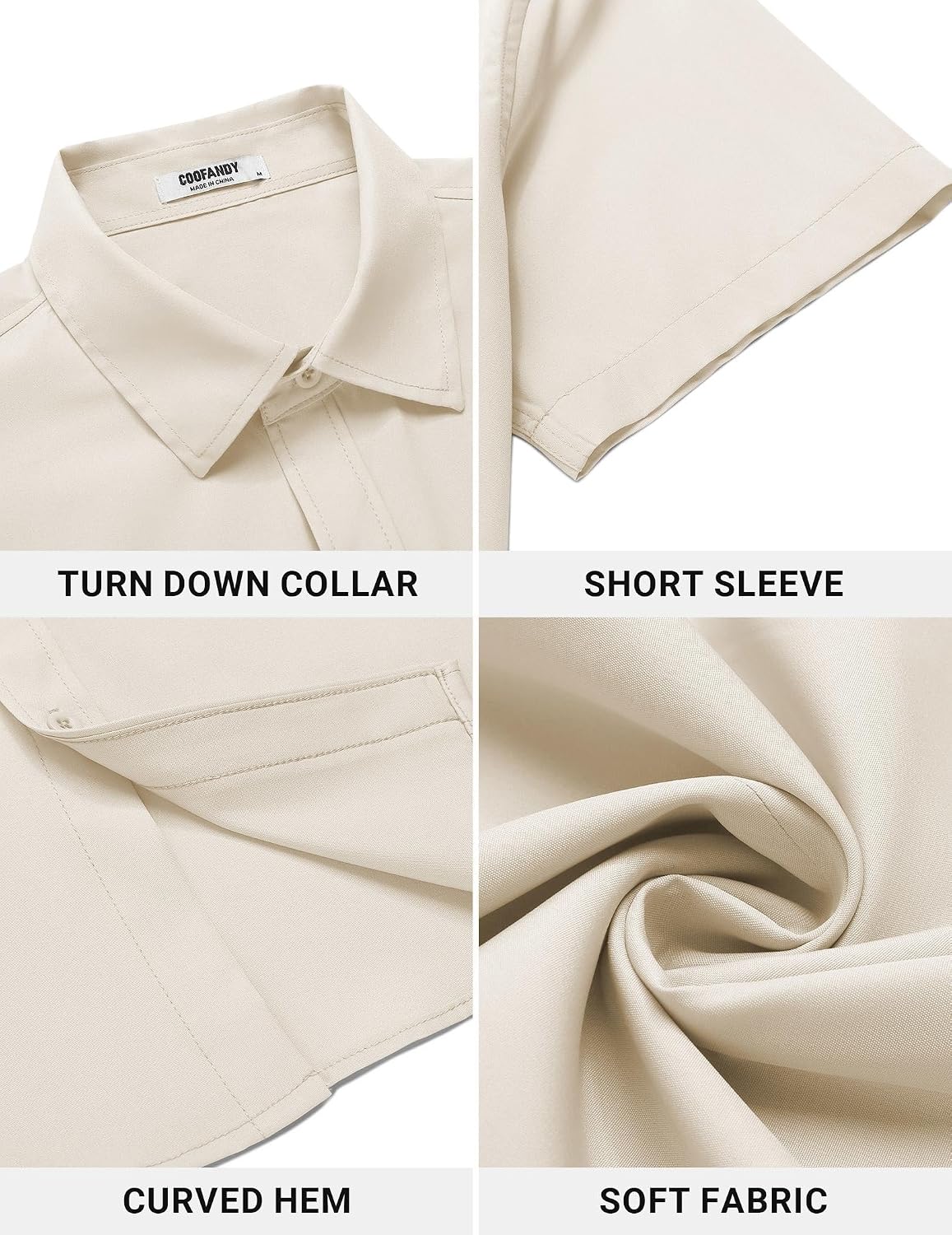 Detalle 2 de COOFANDY Men's Button Down Short Sleeve Shirt: Lightweight, Classic, Versatile