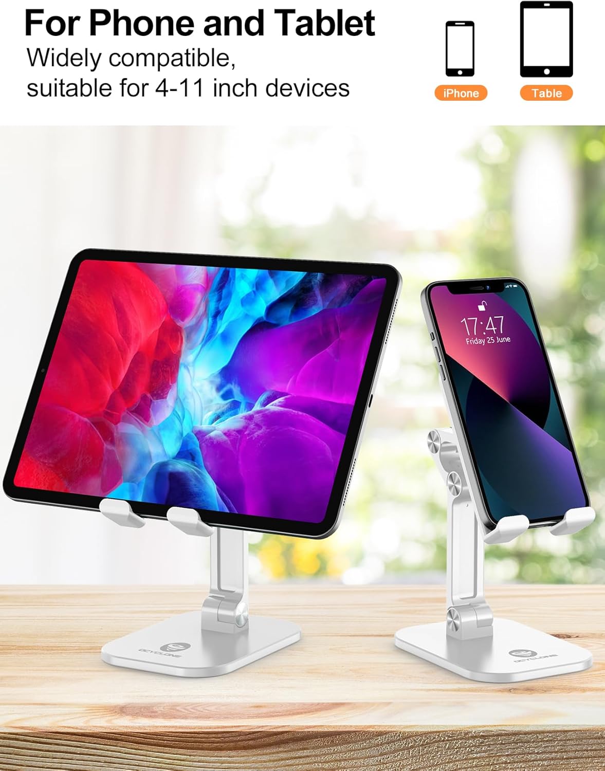 Detalle 2 de OCYCLONE Phone Stand Adjustable Height for 4.7–13"