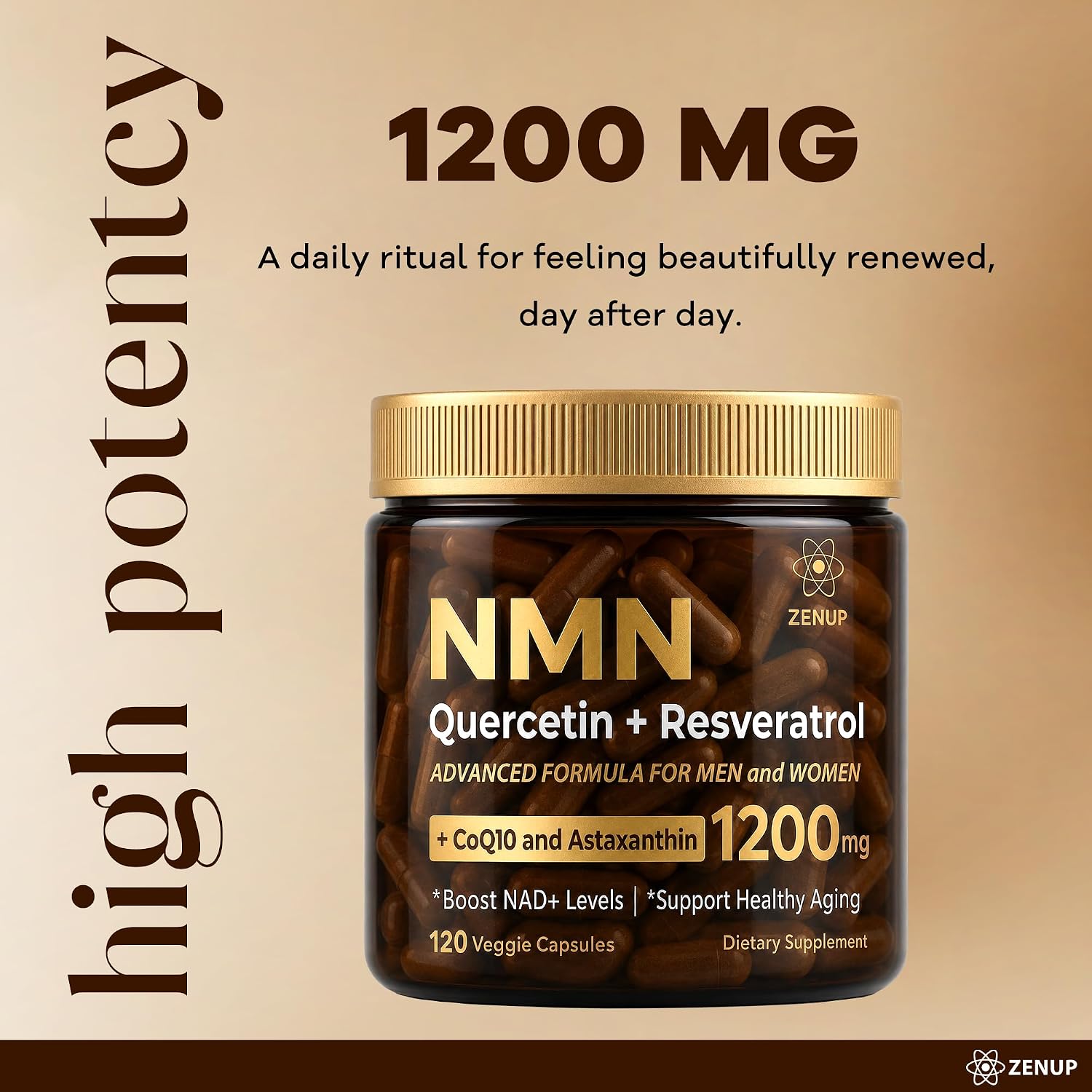 Detalle 2 de ZenUP NMN supplement, 120 veggie capsules