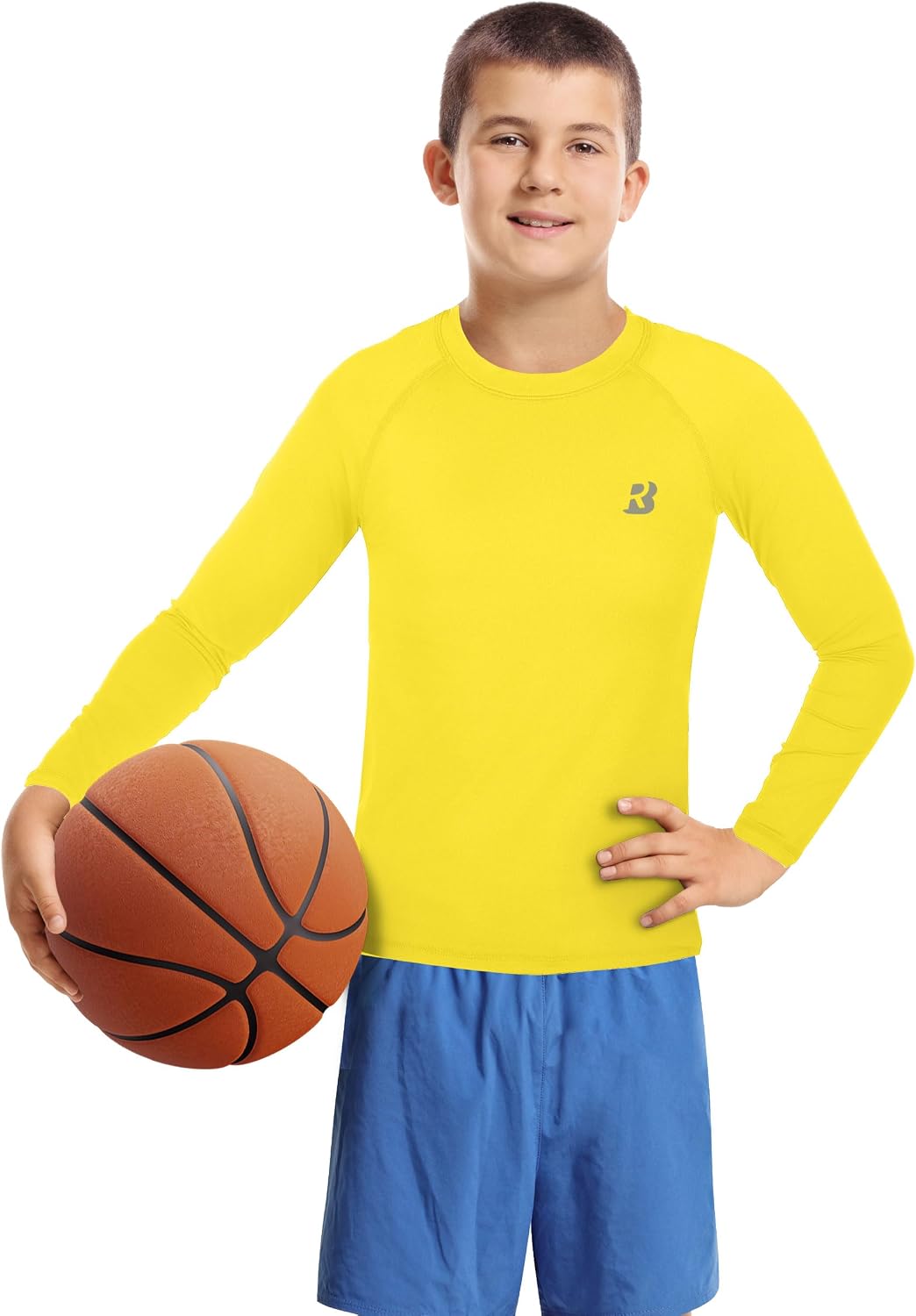 Detalle de Roadbox Boys Base Layer Tops – 1-2 Pack Kids Compression Shirts (Long & Short Sleeve)