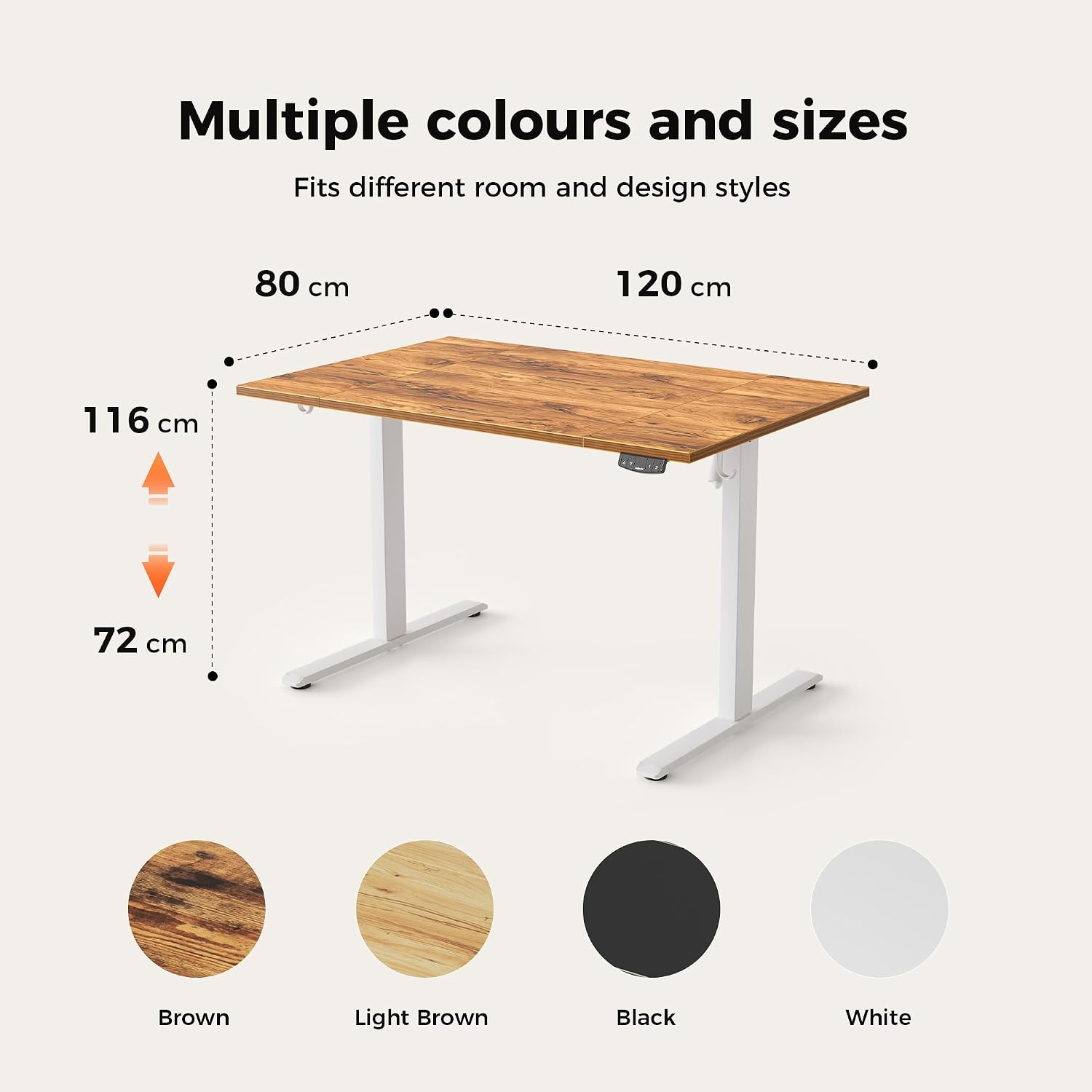 Thumbnail 1 de Agilestic Height Adjustable Electric Desk: 120x80cm Sit-Stand with 2 Memory Heights