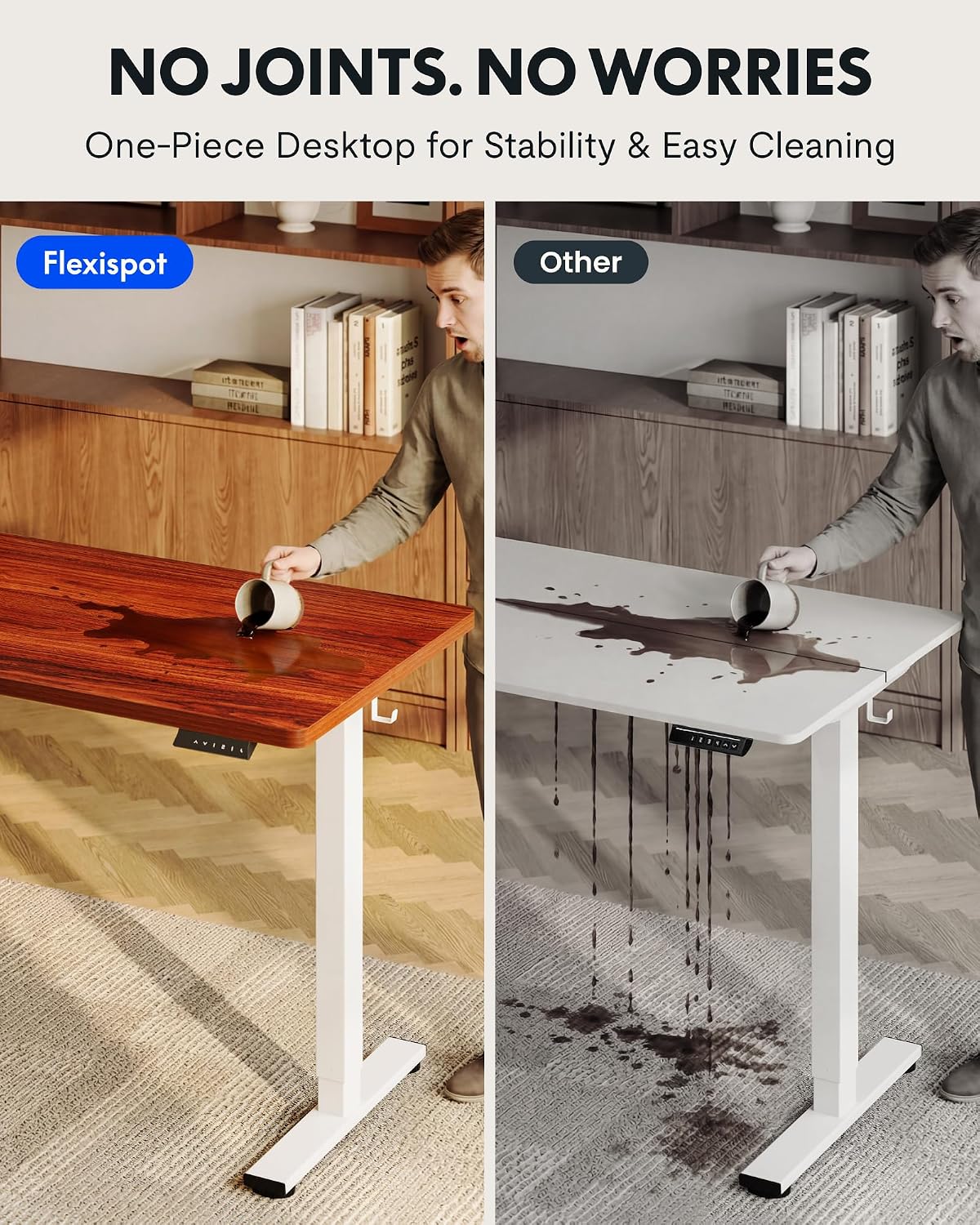 Detalle 1 de FLEXISPOT EN1 Electric Standing Desk, 40" x 24" Mahogany, 4 Presets