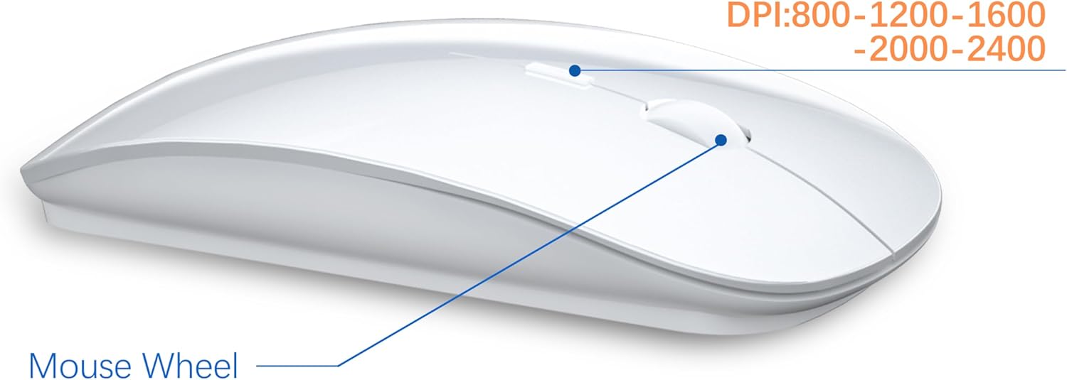Thumbnail 3 de TopMate Wireless Keyboard and Mouse Ultra Slim Combo (2.4G, USB Nano Receiver, Silent Compact Set) – White