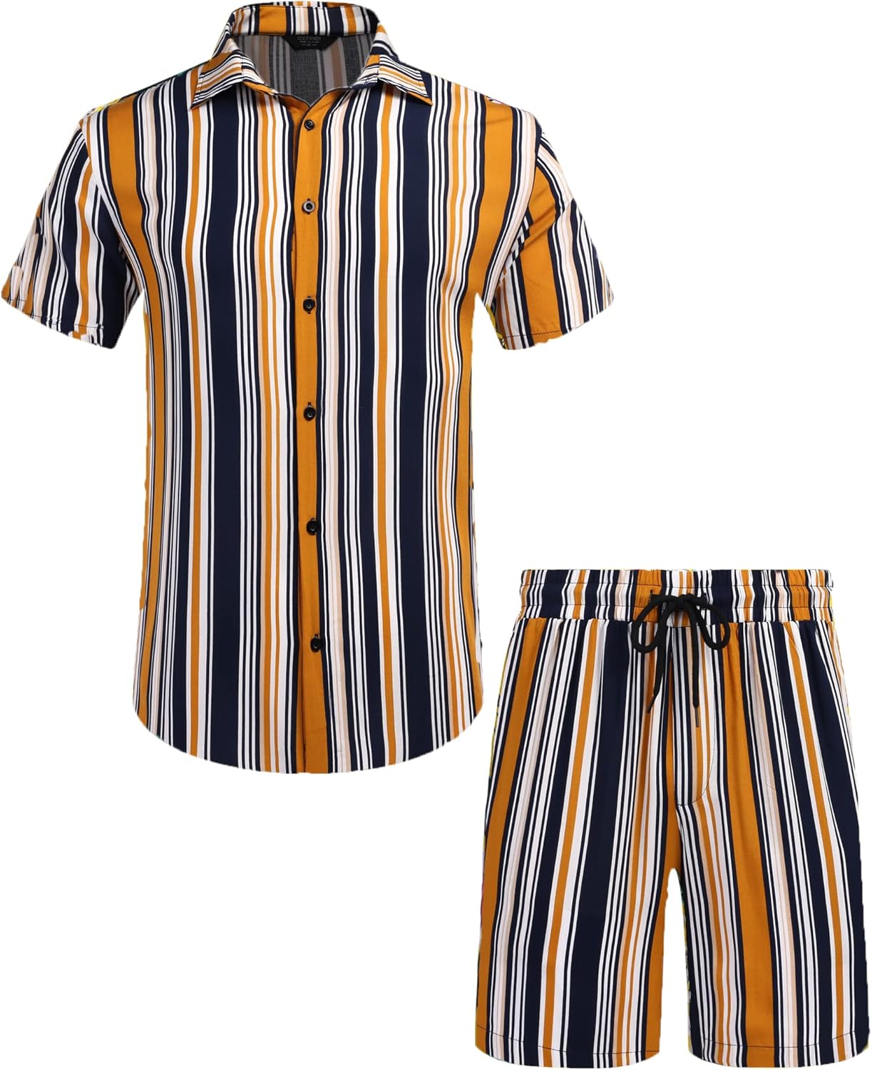 Detalle de COOFANDY Men's Hawaiian Matching 2-Piece Set: Floral Shirt + Shorts for Summer Beach Vibes