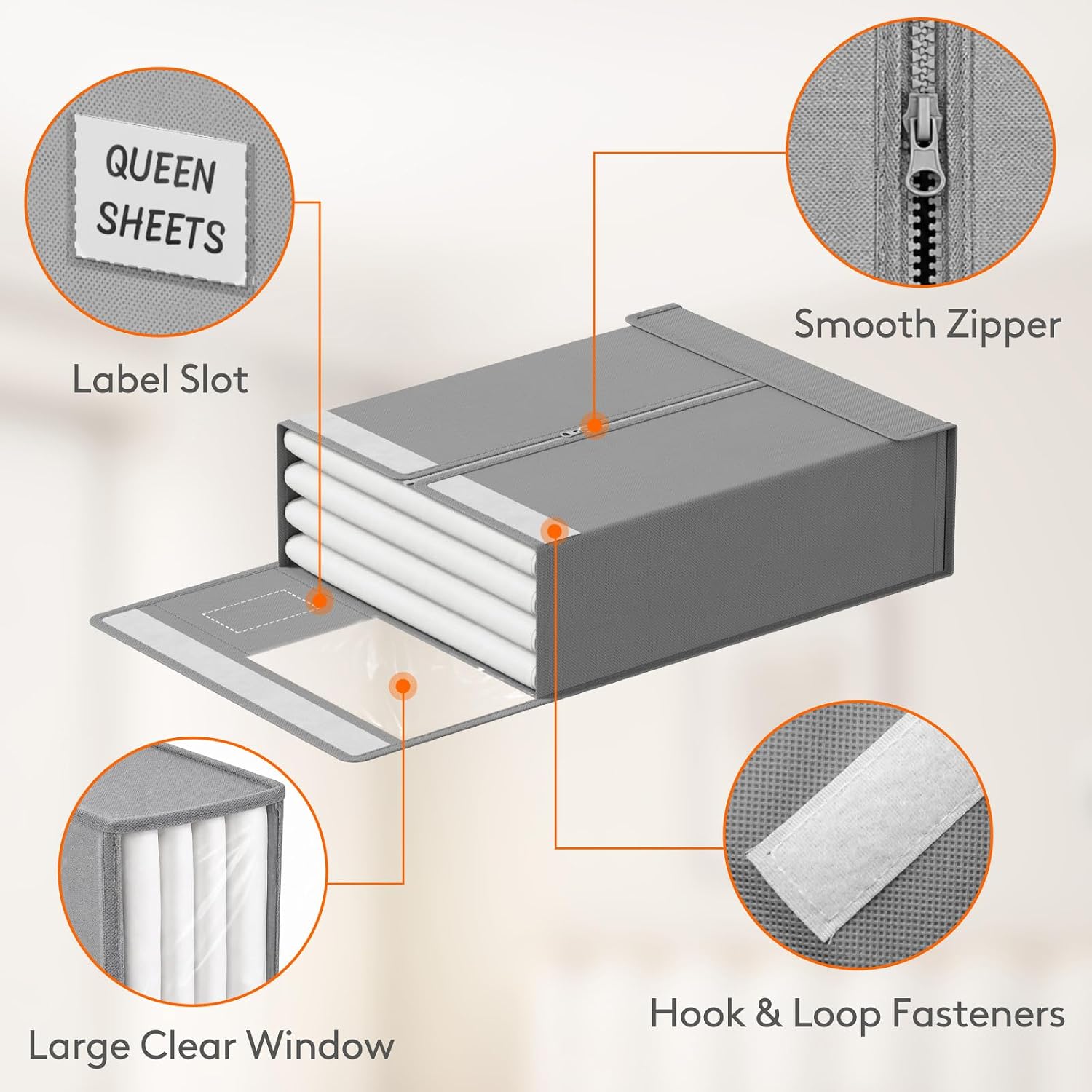 Thumbnail 4 de Lifewit LH24143.02FG.V1.M01 Bed Sheet Storage Boxes, Set of 6, Clear Window
