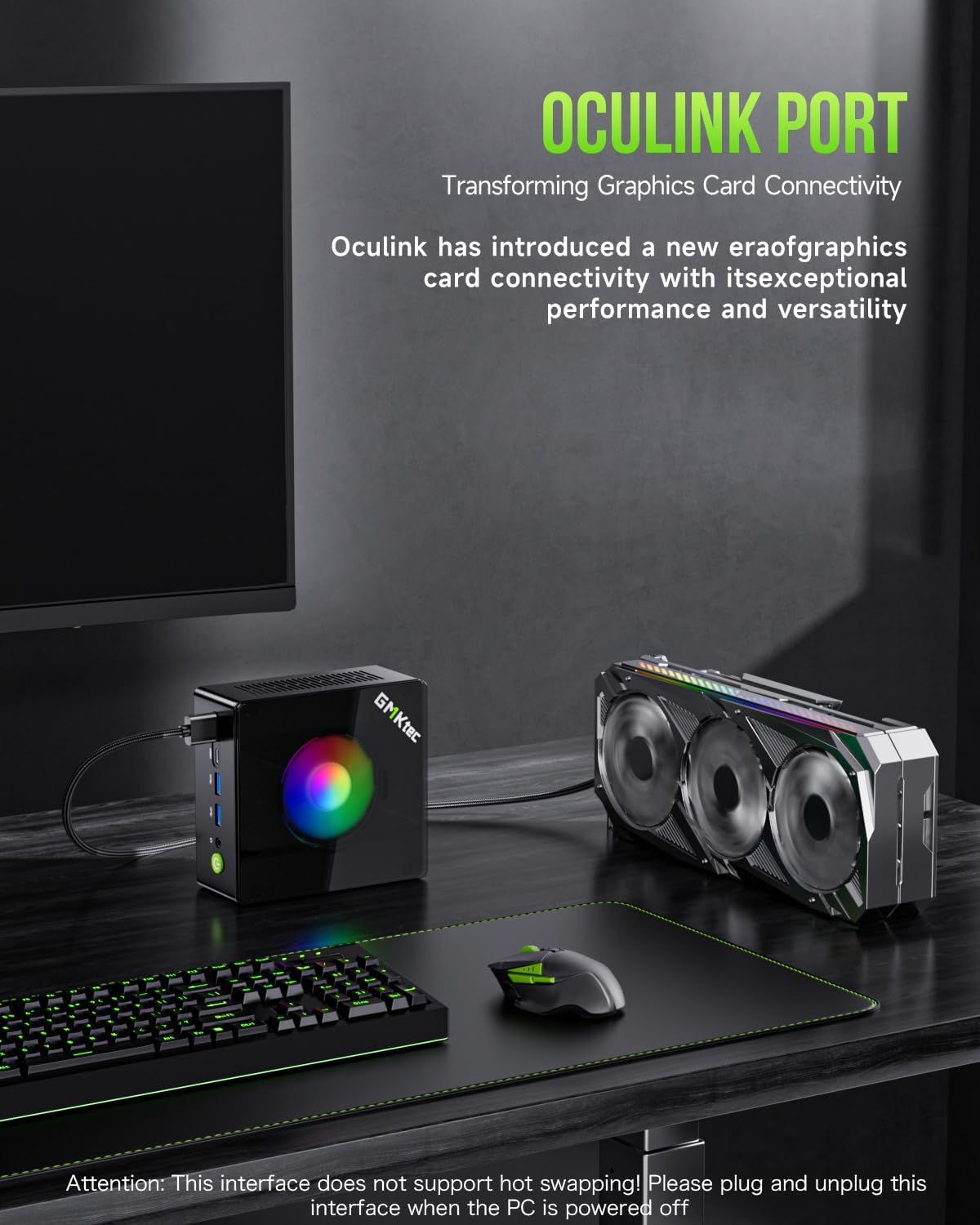 Detalle de GMKtec K11 Mini Gaming PC with AMD Ryzen 9 8945HS, 32GB DDR5, 512GB SSD, Oculink, Dual 2.5GbE LAN