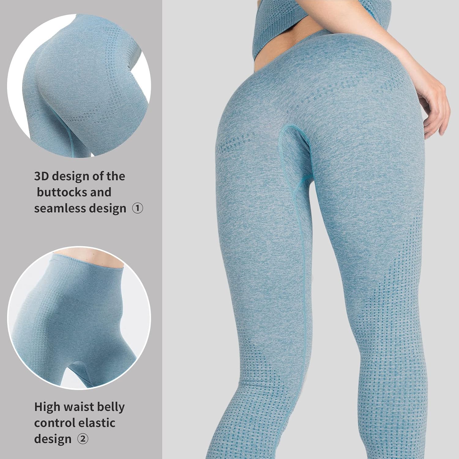 Thumbnail 3 de Merlvida Scrunch Butt Sport-Leggings für Damen mit hoher Taille (seamless, blickdicht)