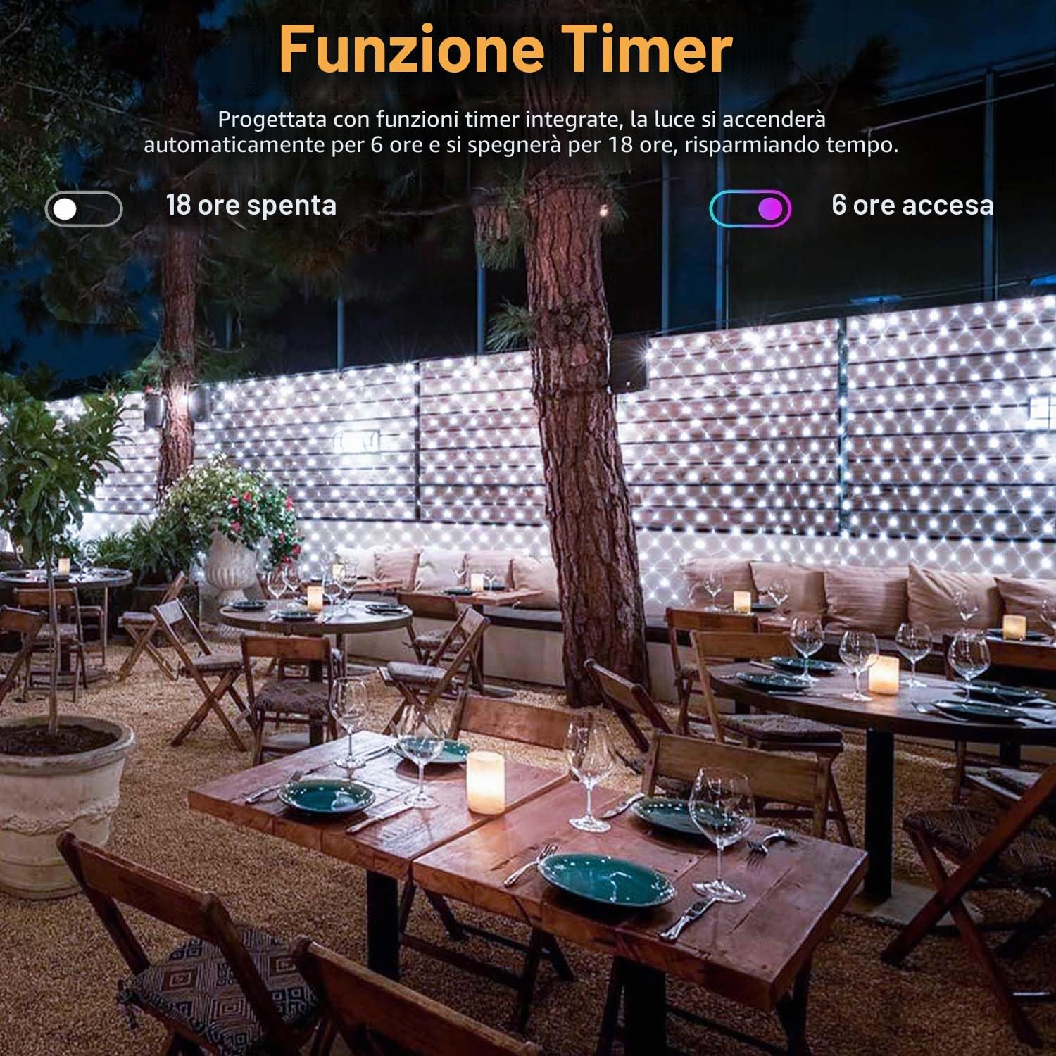Detalle 2 de Joycome Rete luminosa da esterno Natale 3x2 m con 200 LED, spina e timer, IP65