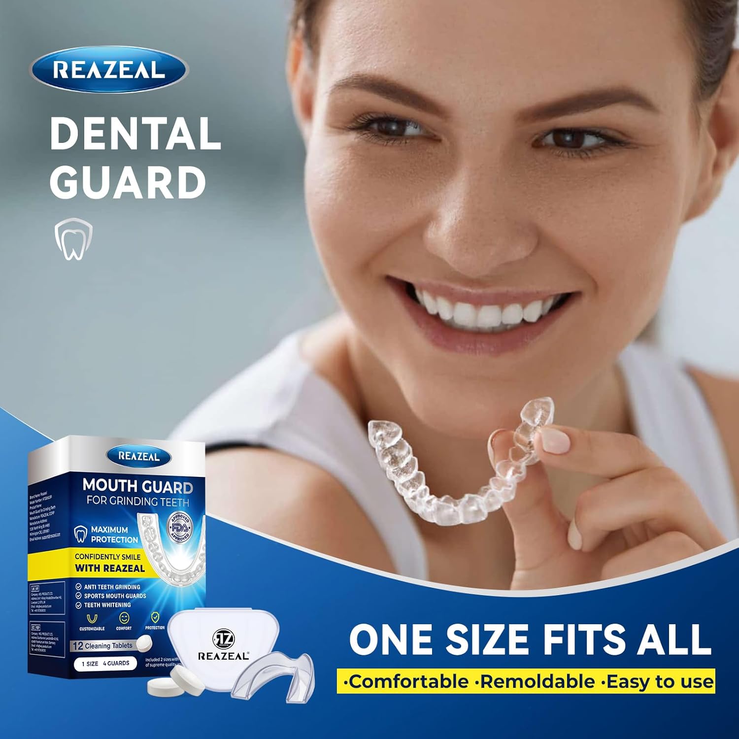 Thumbnail 1 de Mouth Guard for Grinding Teeth at Night: Comfortable, Reusable Adult Night Guard for Teeth Clenching