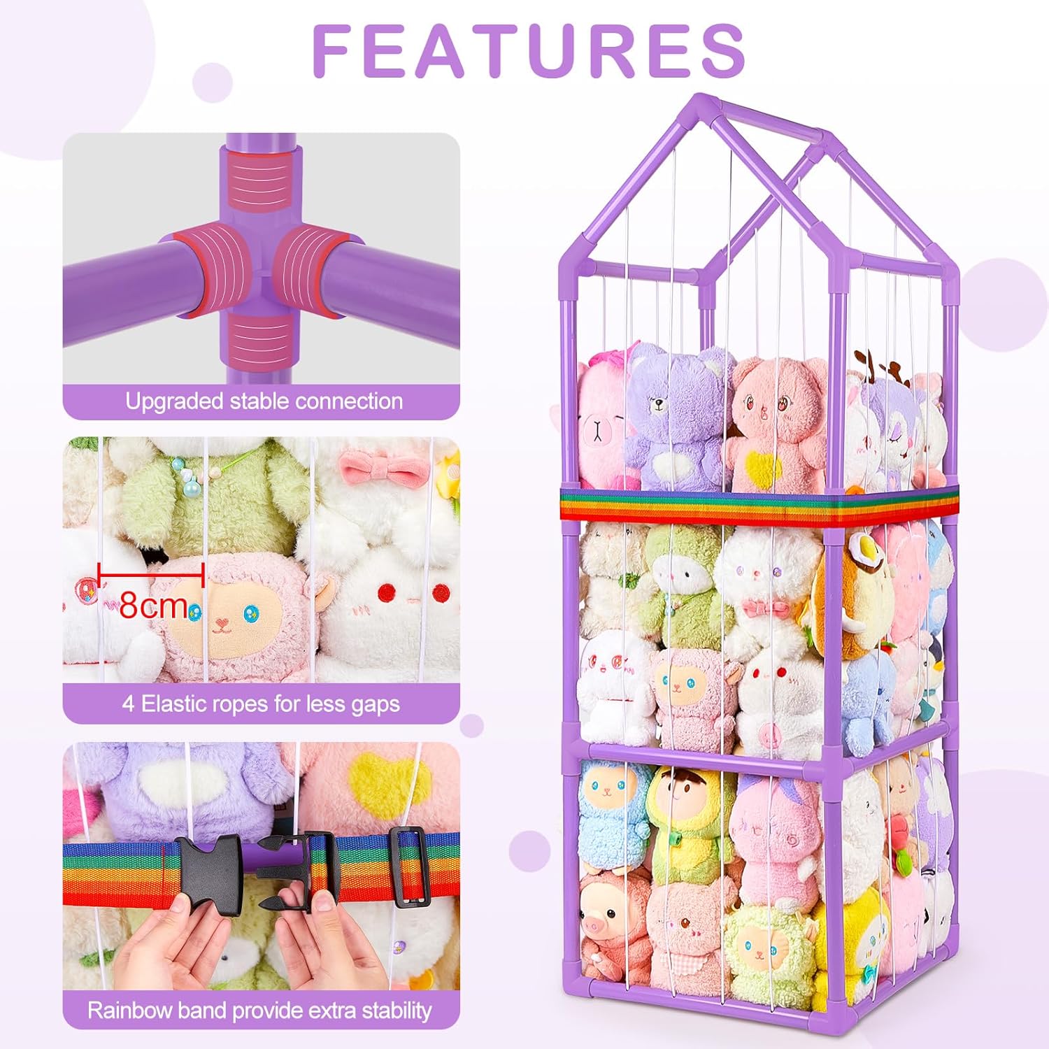 Thumbnail 4 de MHJY Large Zoo House Soft Toy Storage Cage (PVC frame, three layers) for Kids’ Bedrooms