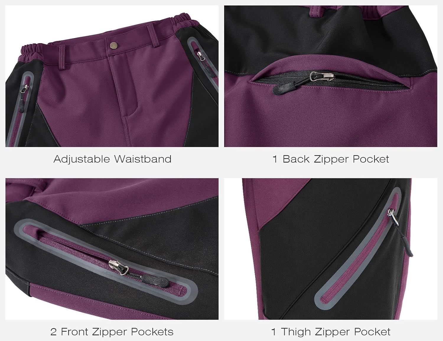 Detalle de Rdruko Women's Waterproof Windproof Fleece-Lined Hiking and Ski Pants