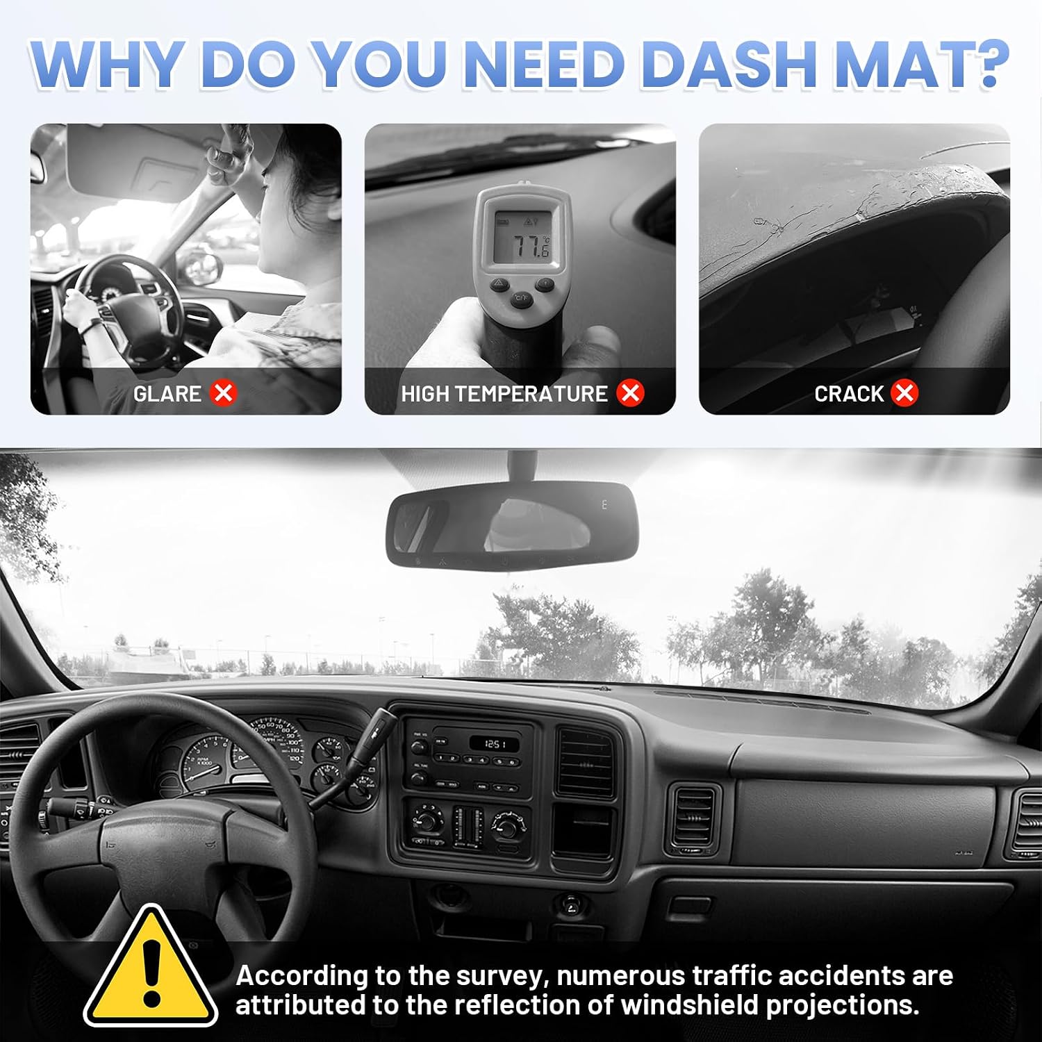 Detalle 2 de Sunsdrew 1999-2006 Dash Cover for GM Trucks and SUVs: Non-Slip, UV-Guard Suede Dashboard Mat