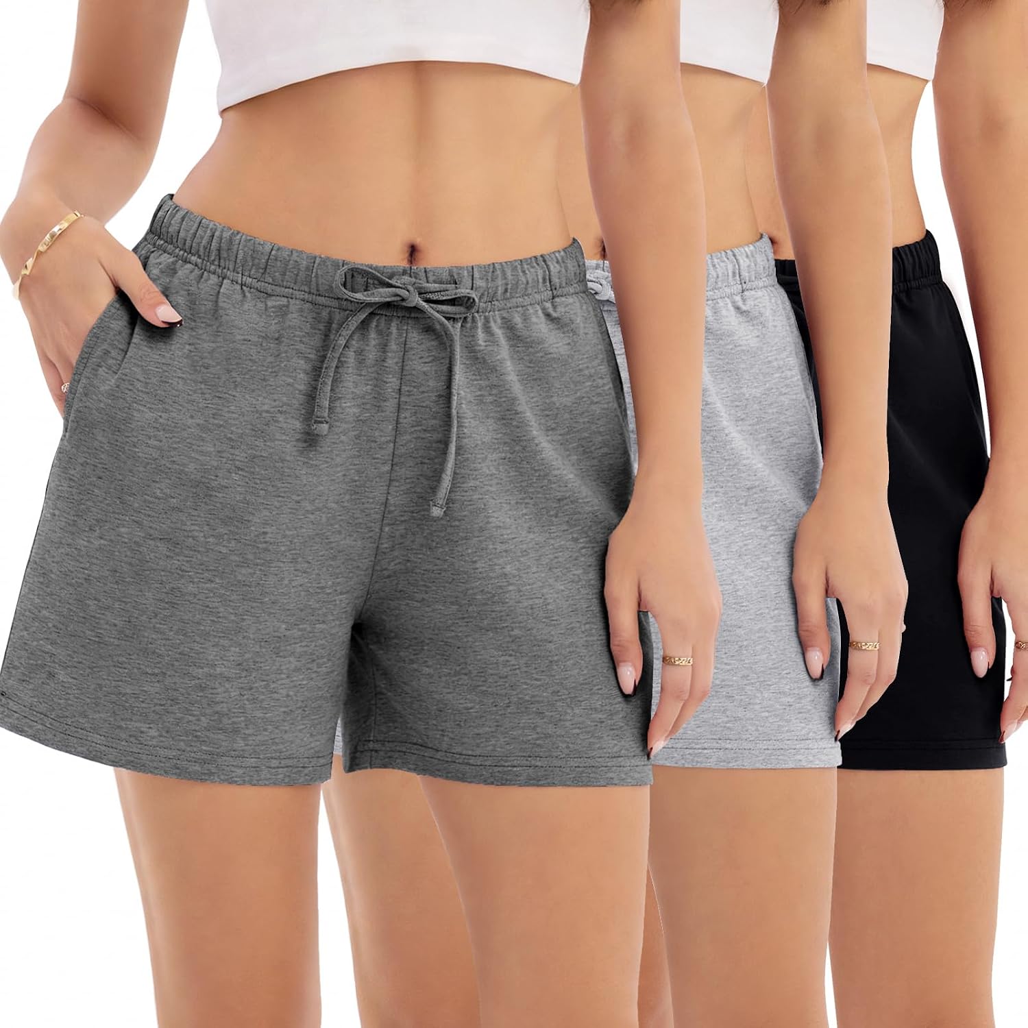 Detalle de JOYLADY Women's Sleep Shorts: Cotton Lounge Pajama Shorts with Drawstring Waist