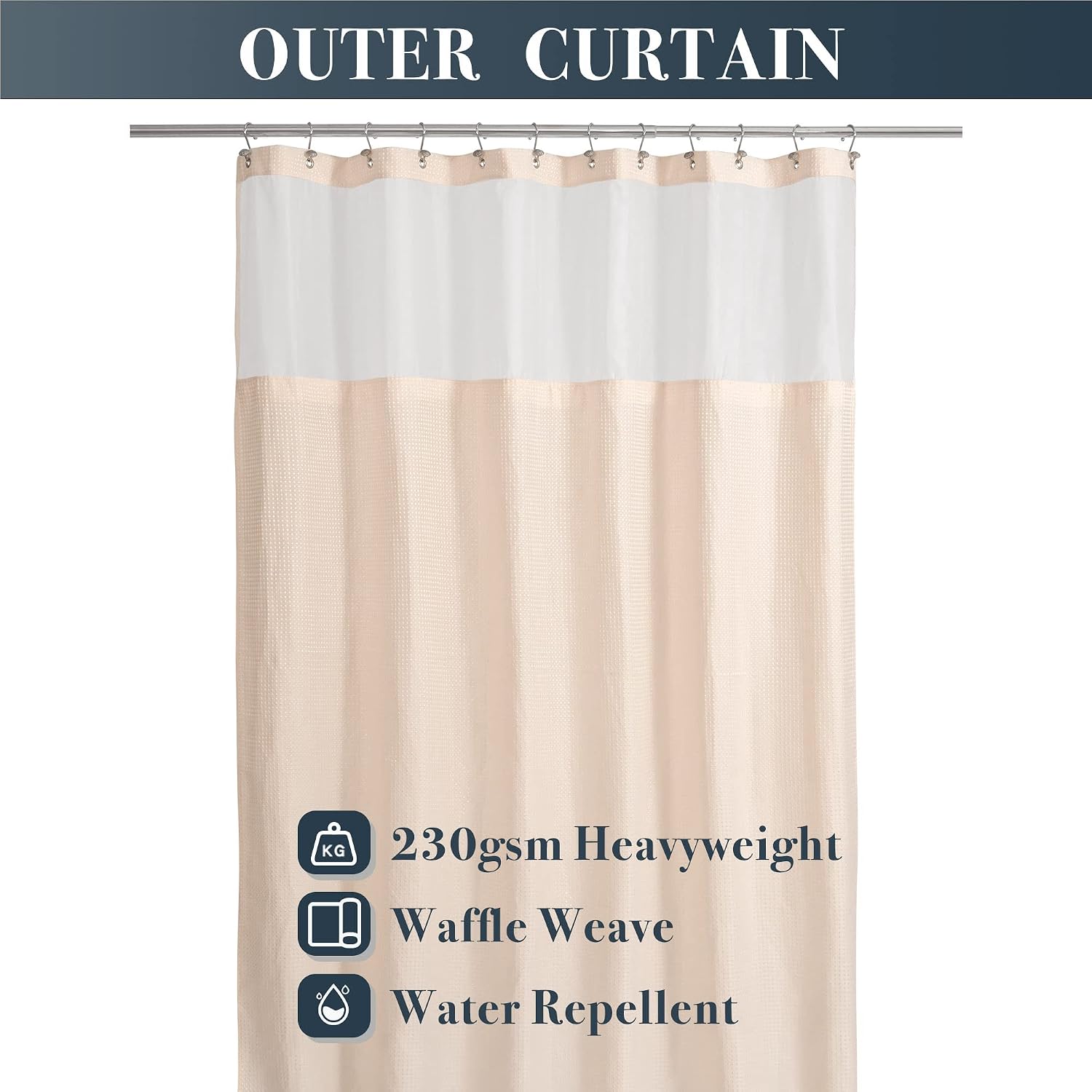 Detalle de N&Y HOME Waffle Weave Shower Curtain 71x72