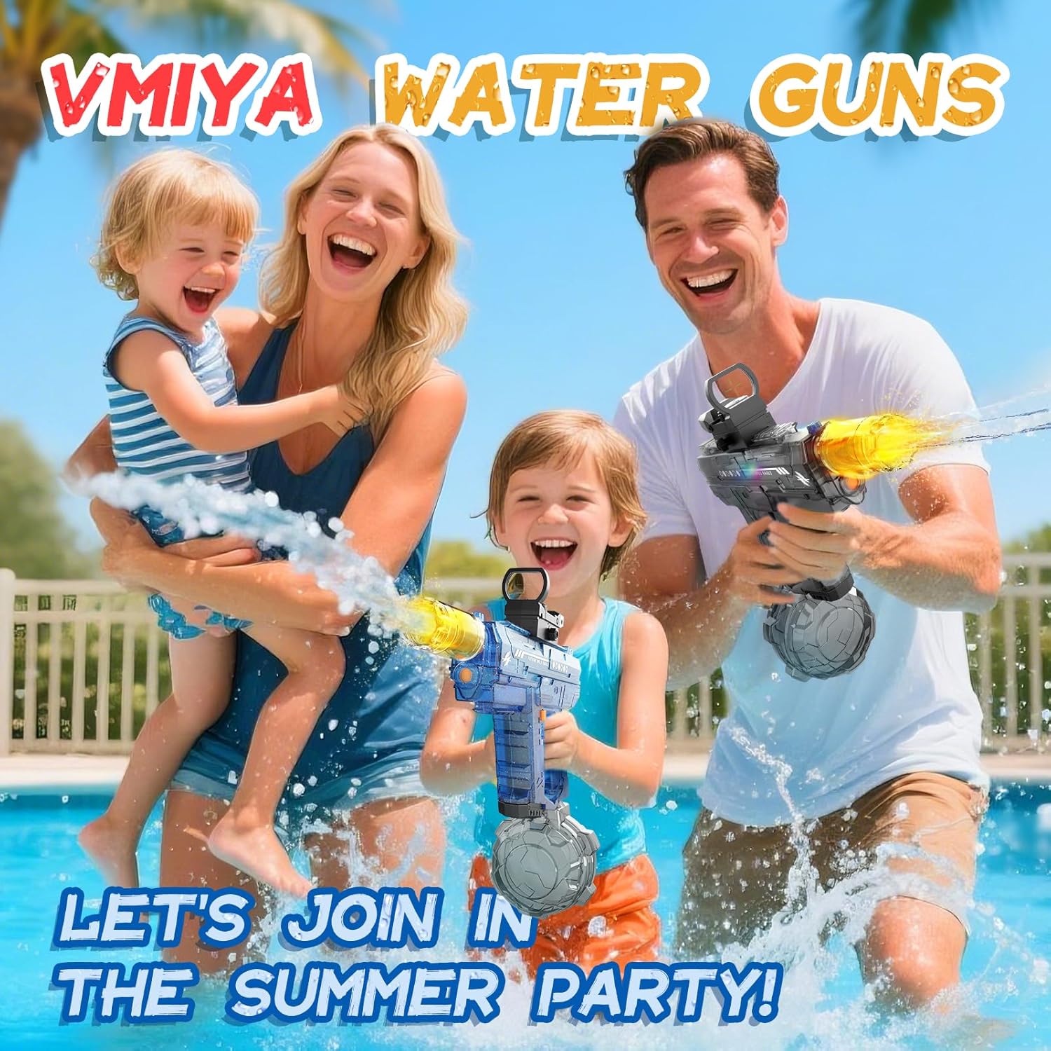 Thumbnail 1 de Vmiya Electric Water Gun (Automatic Squirt) up to 32 FT, 800cc Tank, Muzzle Flash — Gray