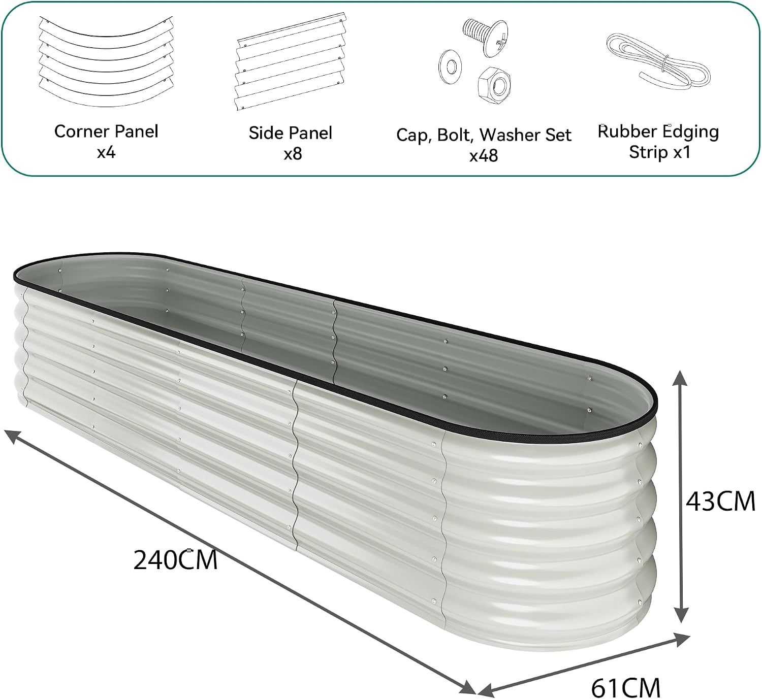 Detalle 2 de YITAHOME Outdoor Hochbeet 240 x 61 x 43 cm