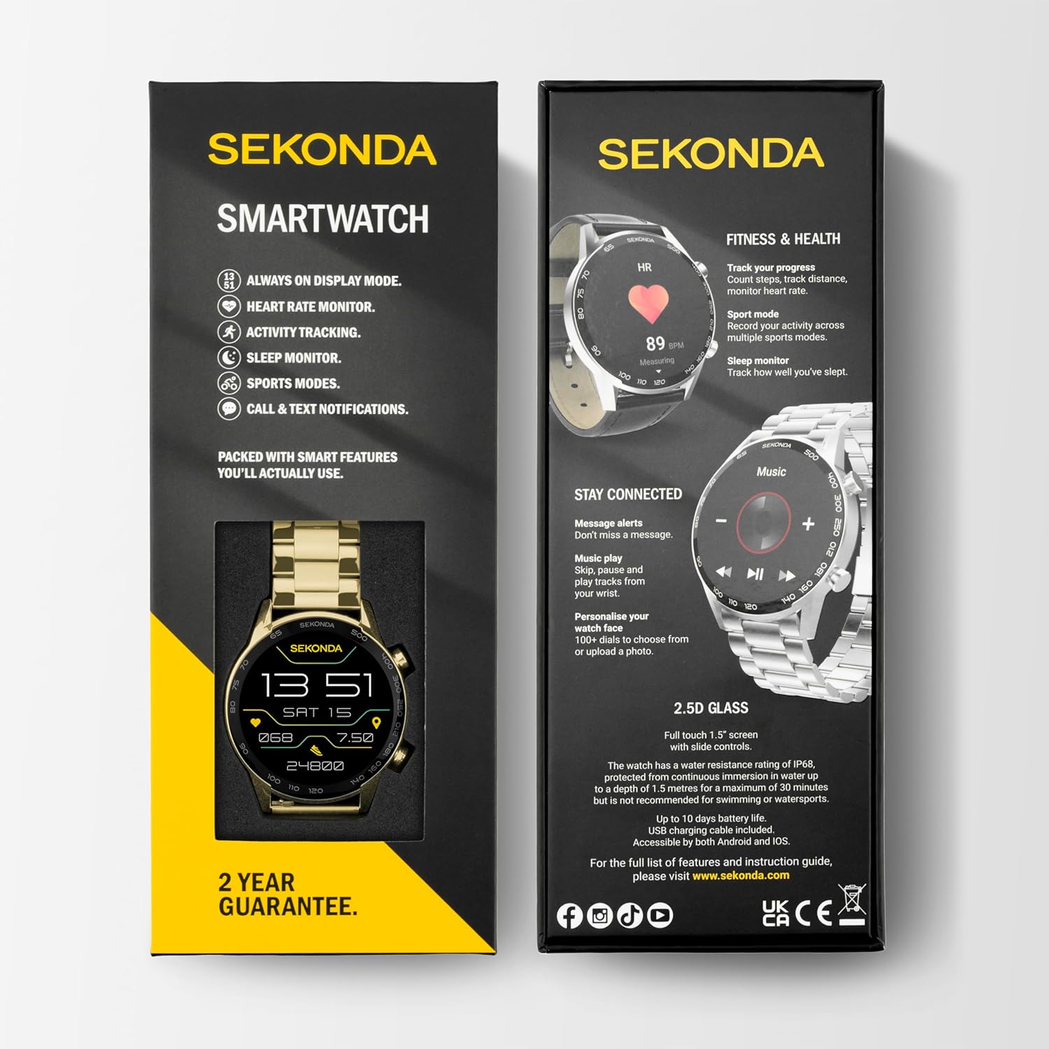 Thumbnail 2 de Sekonda Active Plus Smart Watch 45mm with Gold Stainless Steel Strap 30227