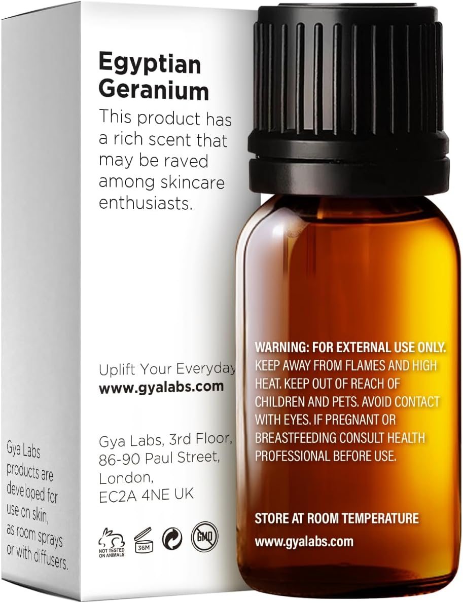 Detalle de Gya Labs Egyptian Geranium Essential Oil 10ml – 100% Natural for Diffuser, Skin & Hair Care